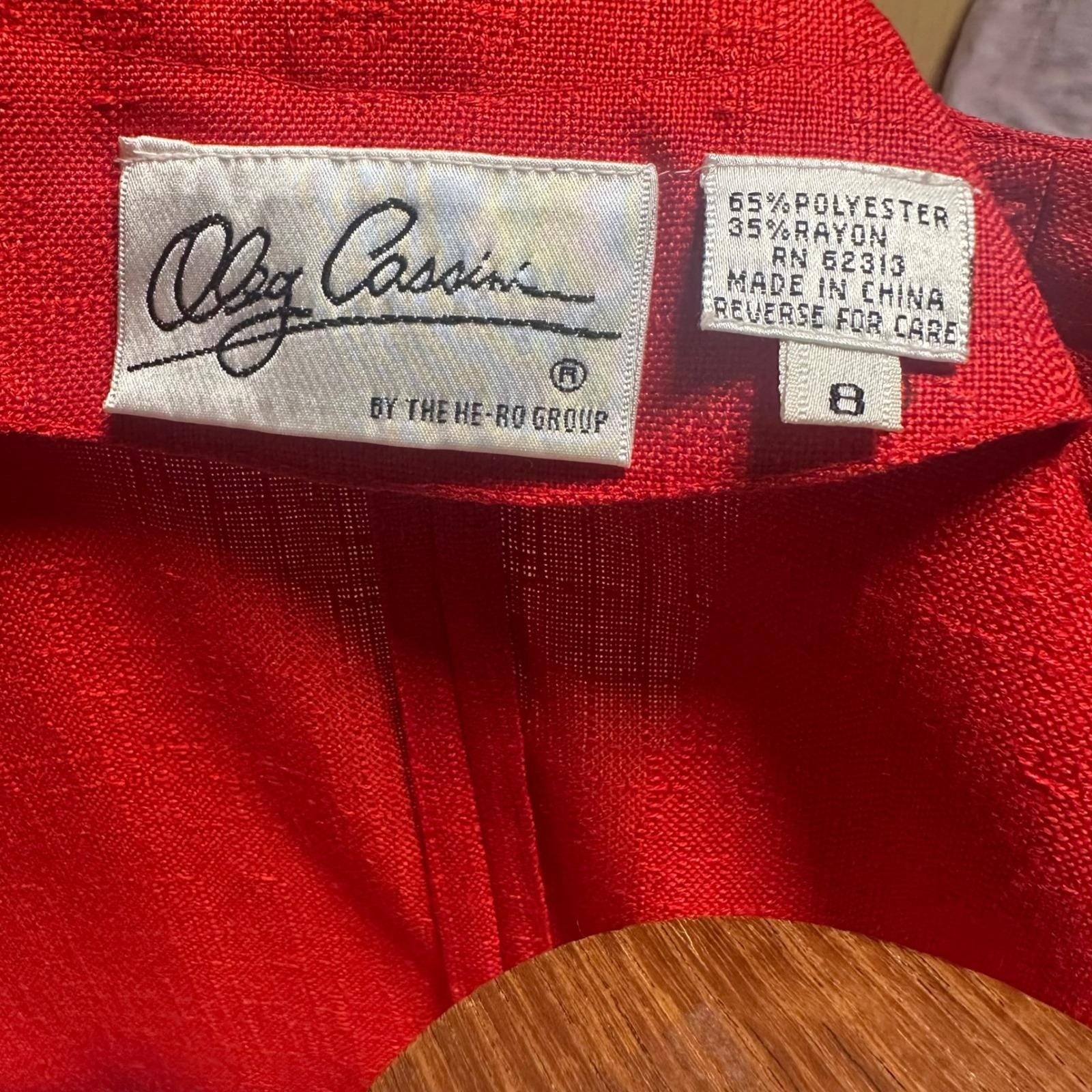Vintage Oleg Cassini Red Button Front Sheath Dress Short Sleeve 80s Power Midi