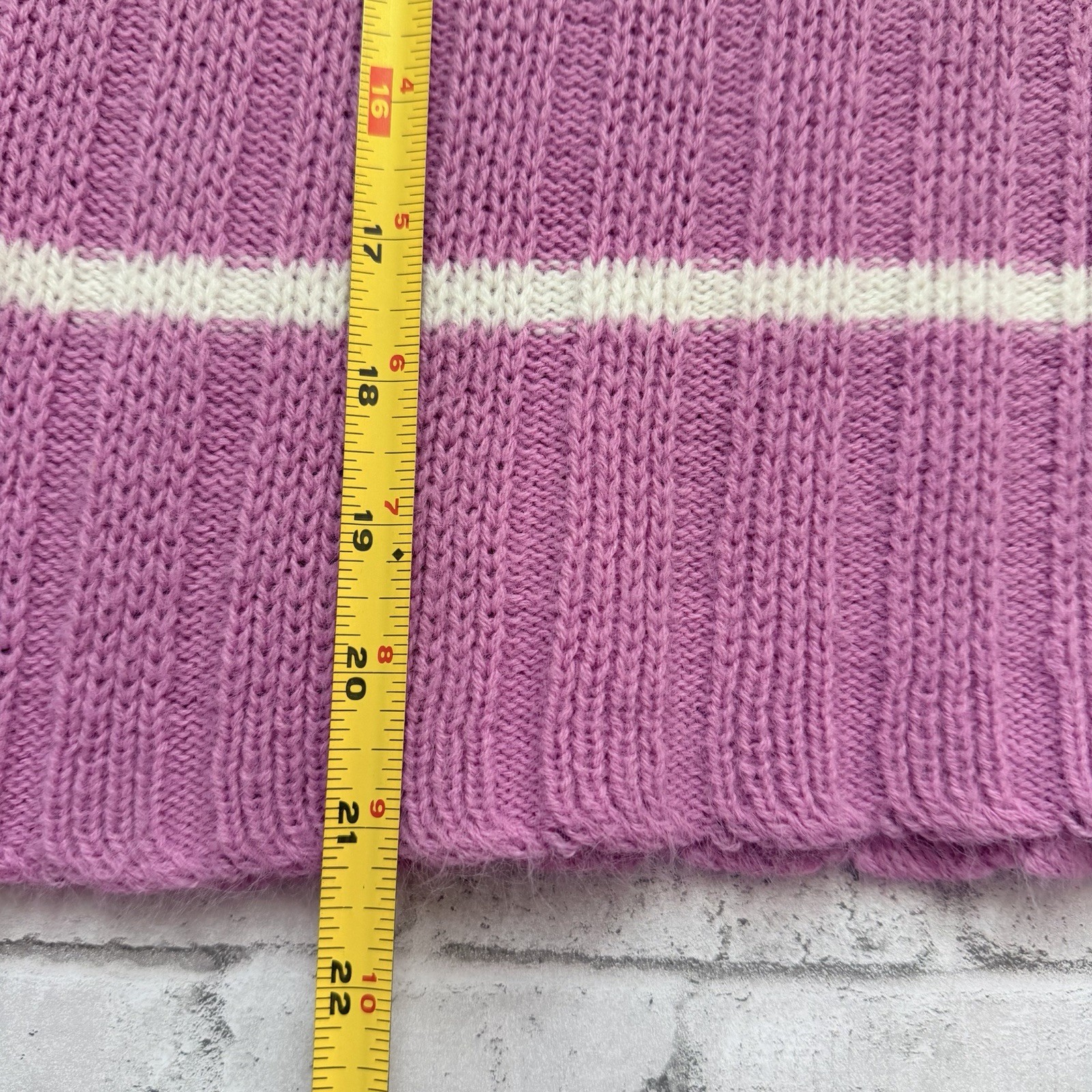 Vintage 1960s Lauren Knitwear Turbo Orlon Purple Striped Short Sleeve Sweater