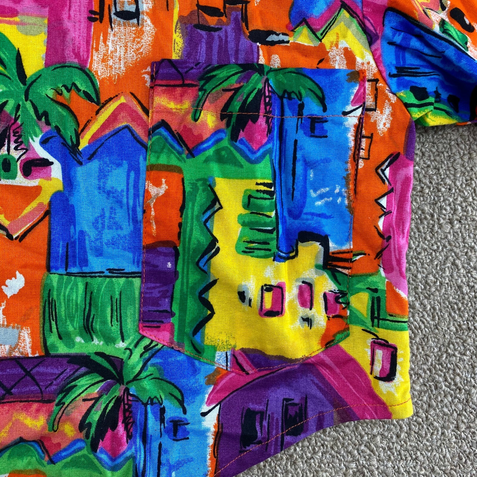 Fast Lane Toucan Dance Hawaiian Shirt Womens Bright Multicolor Camp USA VTG