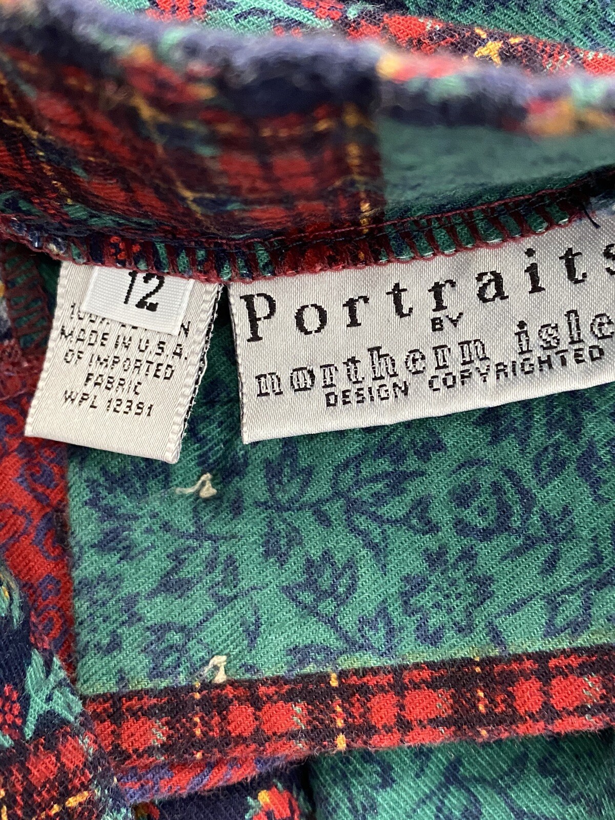 Vintage Portraits by Northern Isles 2 Piece Skirt Top Patchwork Size 12 Flannel