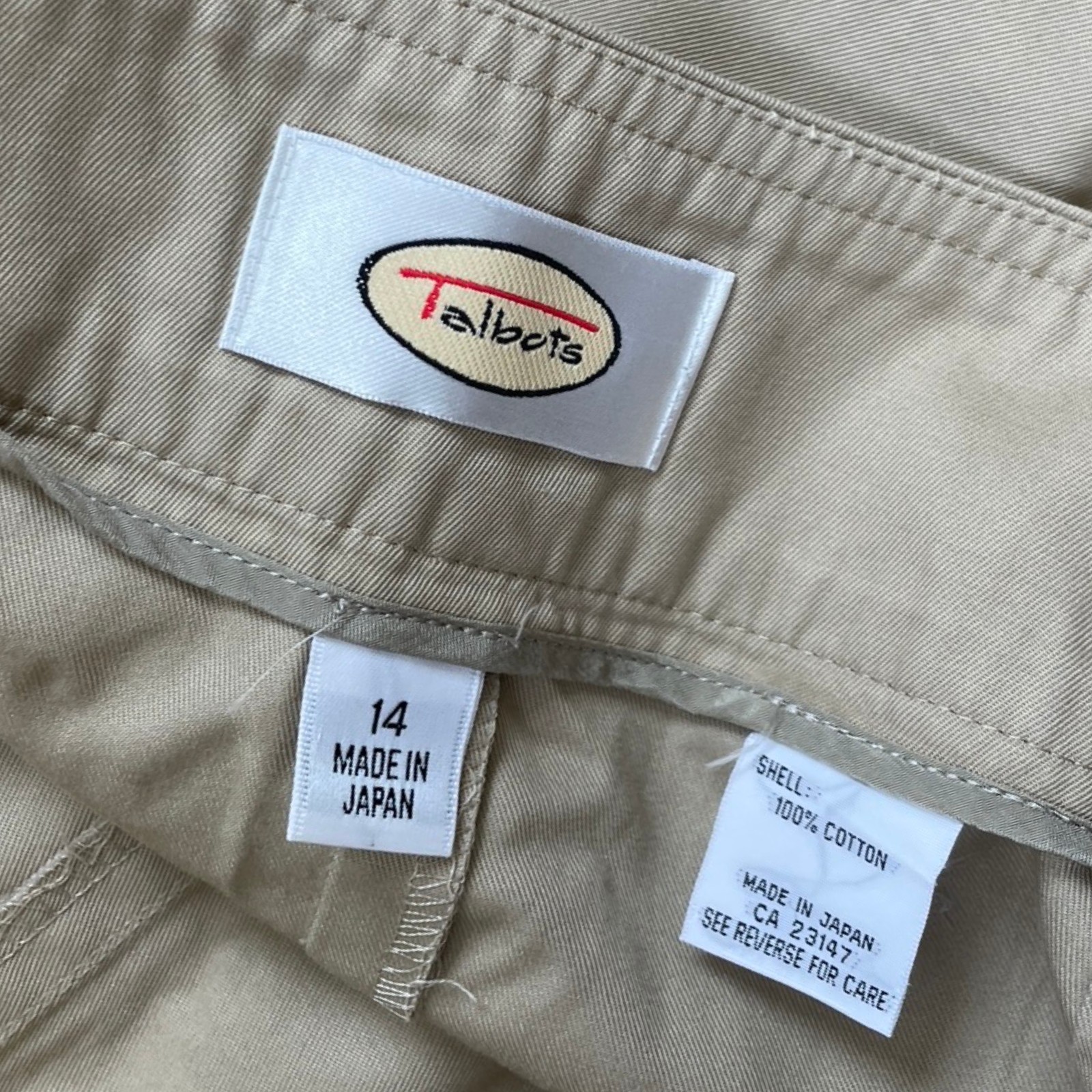 Vintage Khaki Skirt Size Large 33″ Waist 1990s Twill Cotton Straight Cut Twill