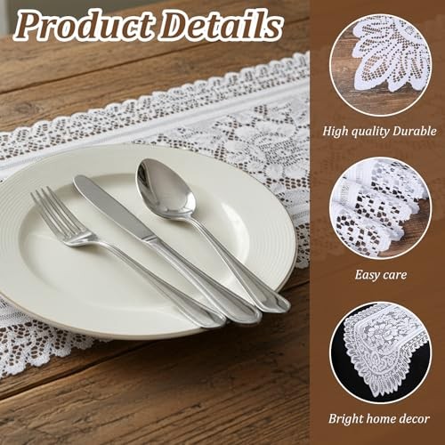 2 Pack Cotton Crochet Lace Rectangular Table Runne – European-Style Hollowed