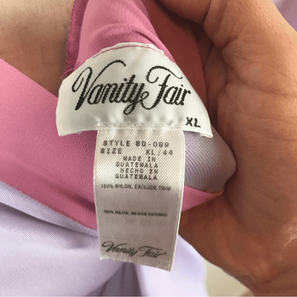 Vintage Vanity Fair lavender & mauve deep V neck & back Maxi nightgown XL*