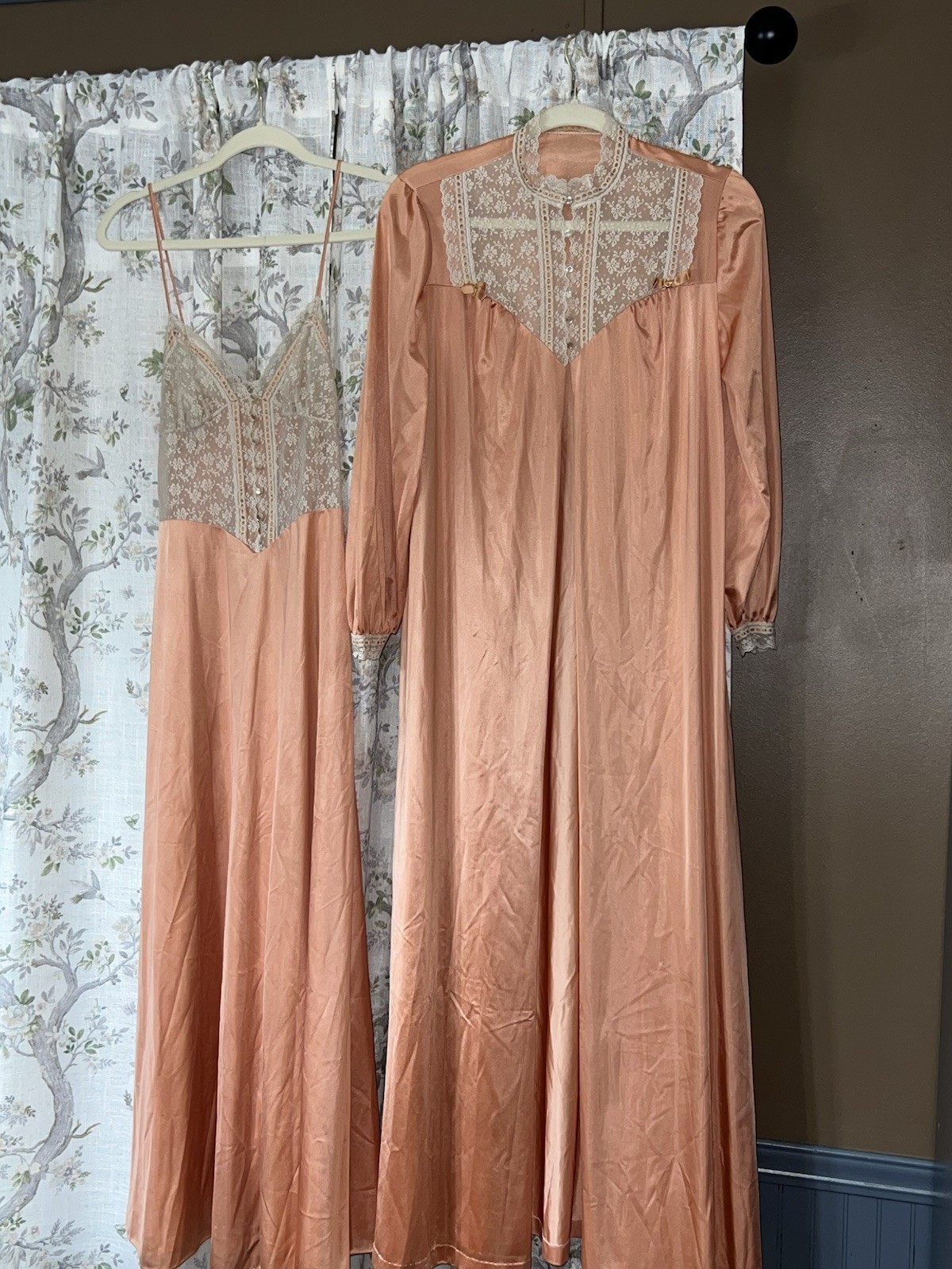 Vintage Pin-up 50”s Henson Kickernick Peach Lace Babydoll Nightgown Robe Set Sm
