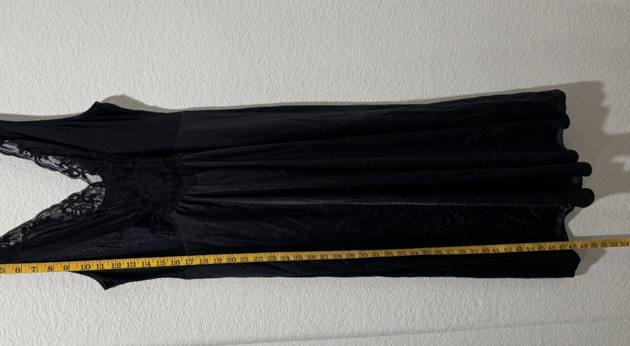 Vintage Vanity Fair Womens Midi Slip Dress Nightgown L Nylon Lace Lingerie Fairy