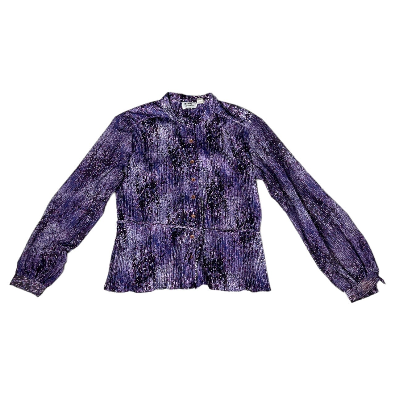 Vintage 70s 80s pleated Belted murray meisner blouse