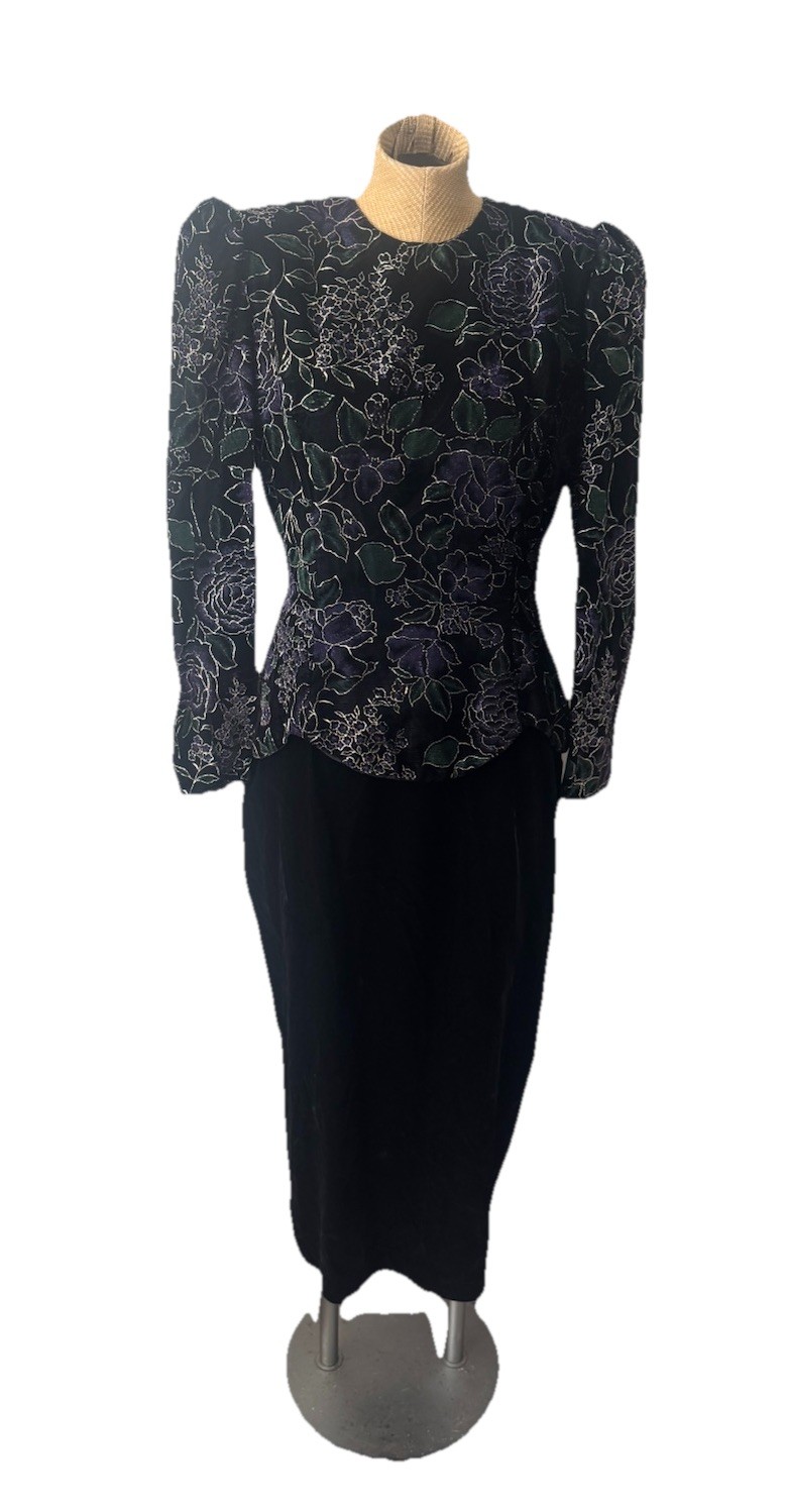 Scott Mcclintock Talbots Dress Holiday Velvet Black Purple Sz 12 Fits Like 8-10