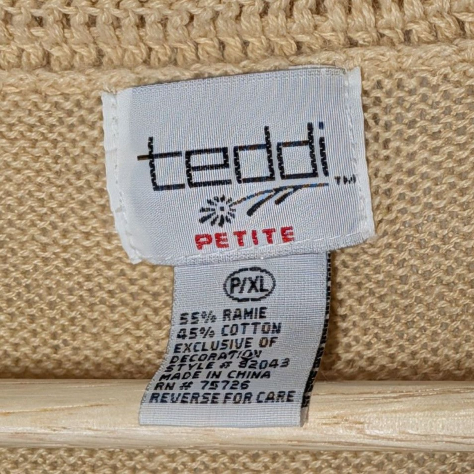 Vintage Teddi Petite Crochet Knit Cotton Button-Up Top P/XL Boho Cottagecore