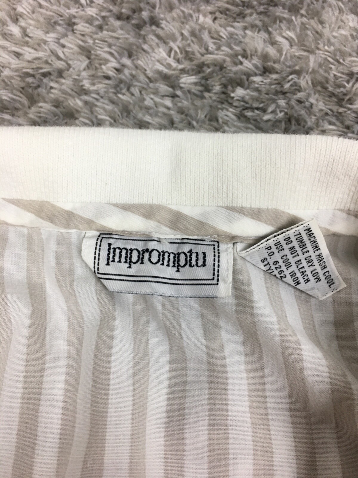 Vintage IMPROMPTU Collared Dress Womens Size 12 Brown White Short Sleeve Button