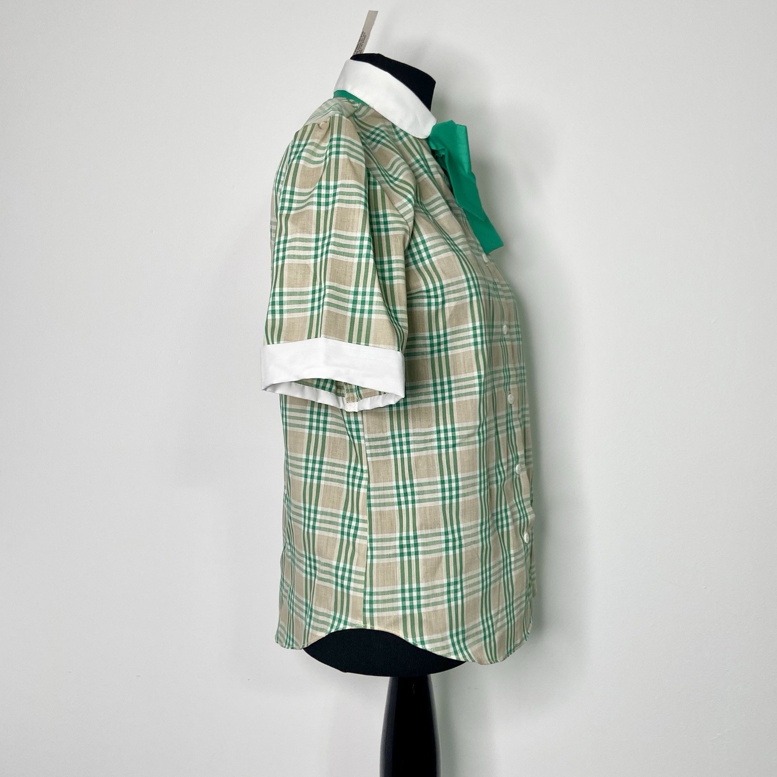 Vintage 80’s Plaid Blouse With Necktie Bow • Women’s Sz 8 • RRRRuss • Old Stock