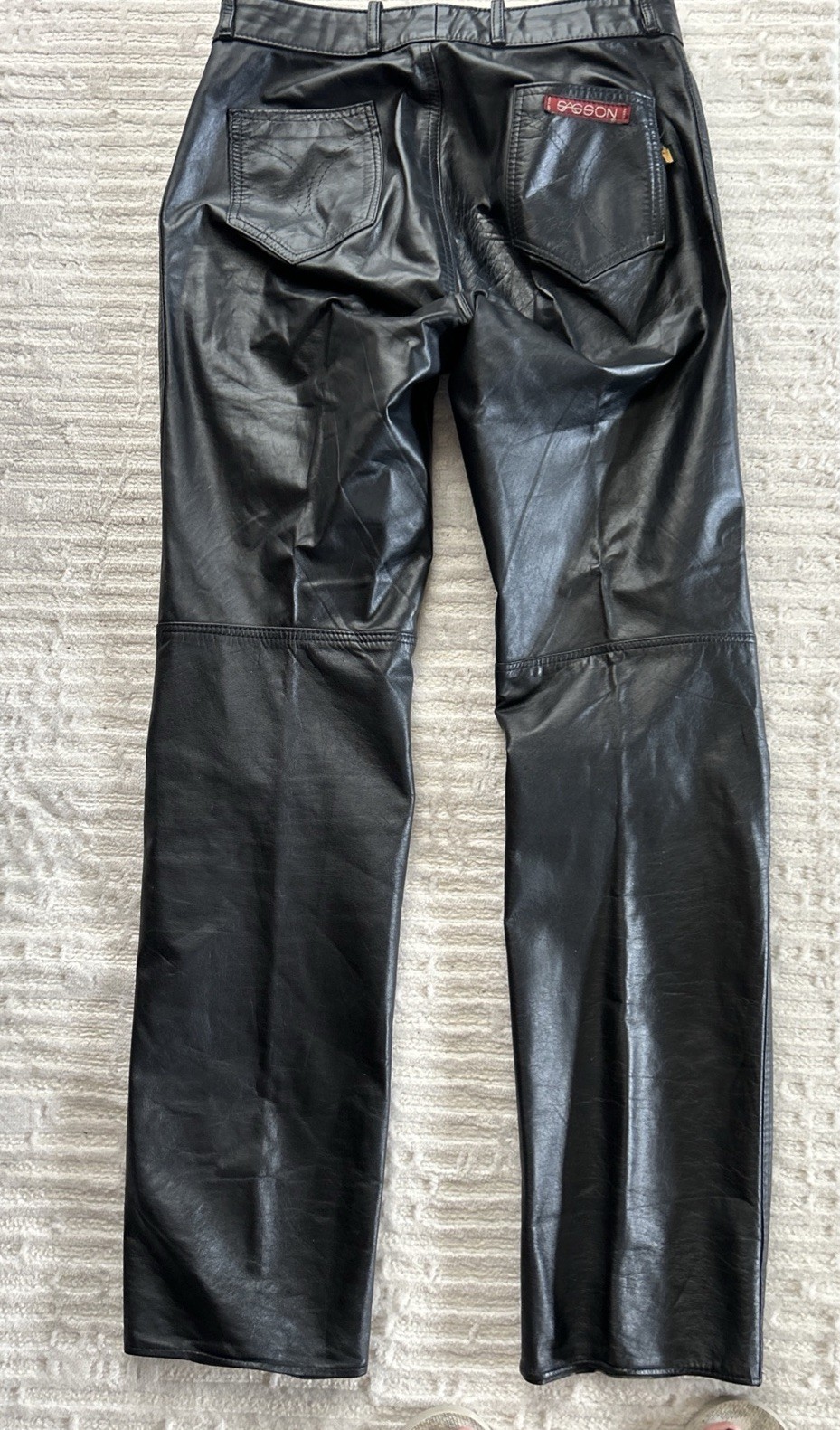 Sasson Vintage Black Leather Pants 29×32 1970s-80s Straight Leg EUC