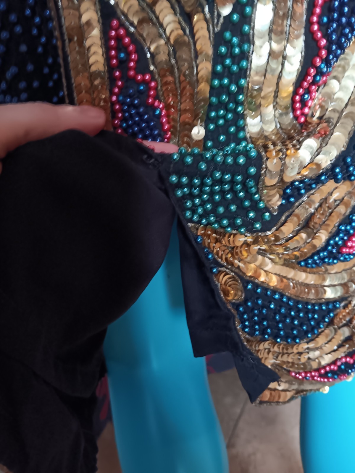 Vintage Sweelo Dress Sm Beaded All Over Gold Multi Color 100% Silk Y2k Glam Boho