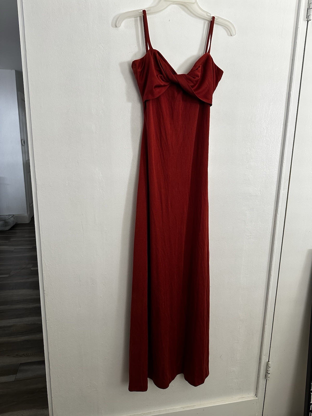 Vintage 70’s Joy Stevens California Rust Maxi Dress Disco Glam 11/12 (modern S)