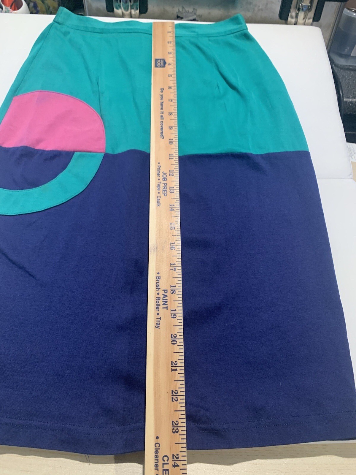 Vintage 80’s Blue Teal Pink Color Block Blouse & Skirt Set Size 6 Slim Bright