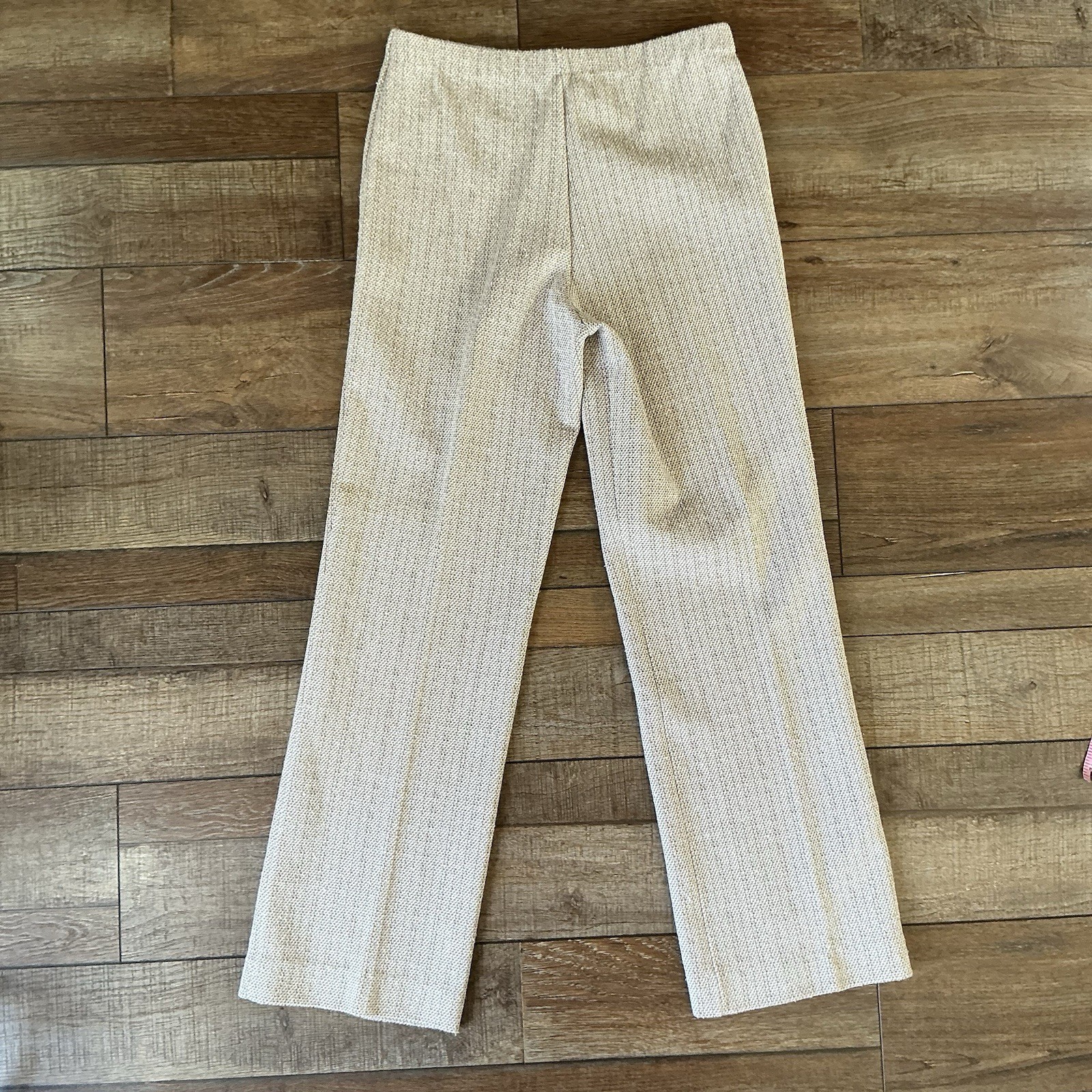 VINTAGE KoKoKnits California Pant Suit Womens 10 Tan Houndstooth USA Set #45C8
