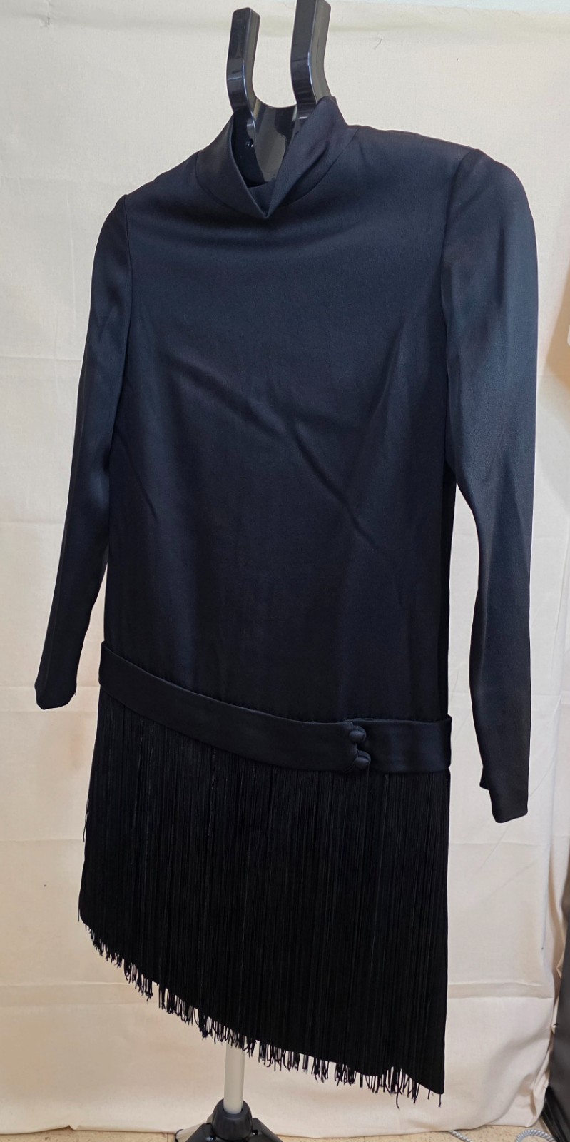 Vintage Mod Black Flapper Style Dress Retro Cocktail Party Style 1960s