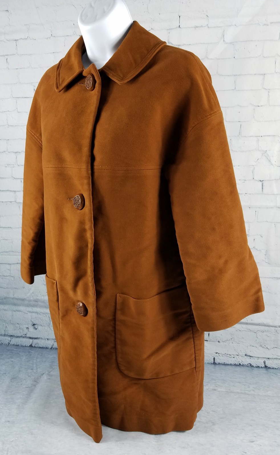 Betty Rose Montoro Suede Large L Soft Deep Harvest Orange Brown Coat Vintage