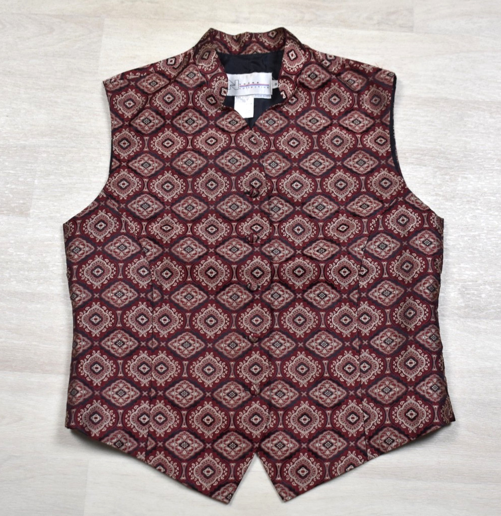 90s Nygard Collection Asian Cheongsam Inspired Vest Top Red 8 VTG