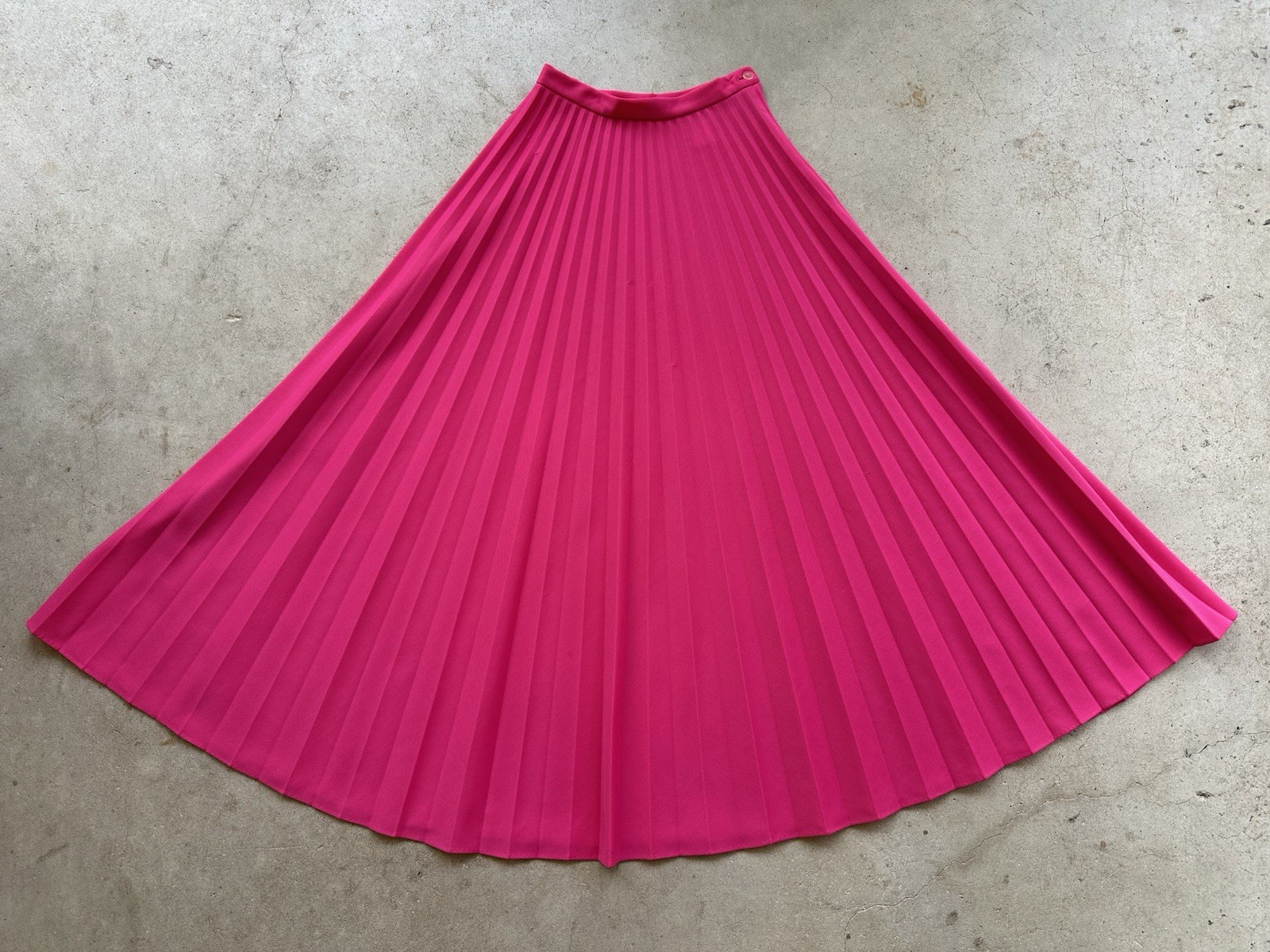 1970s Hot Pink Neon Knife Pleated Maxi Skirt Miss Shaheen Hawaii Resort S 6 VTG