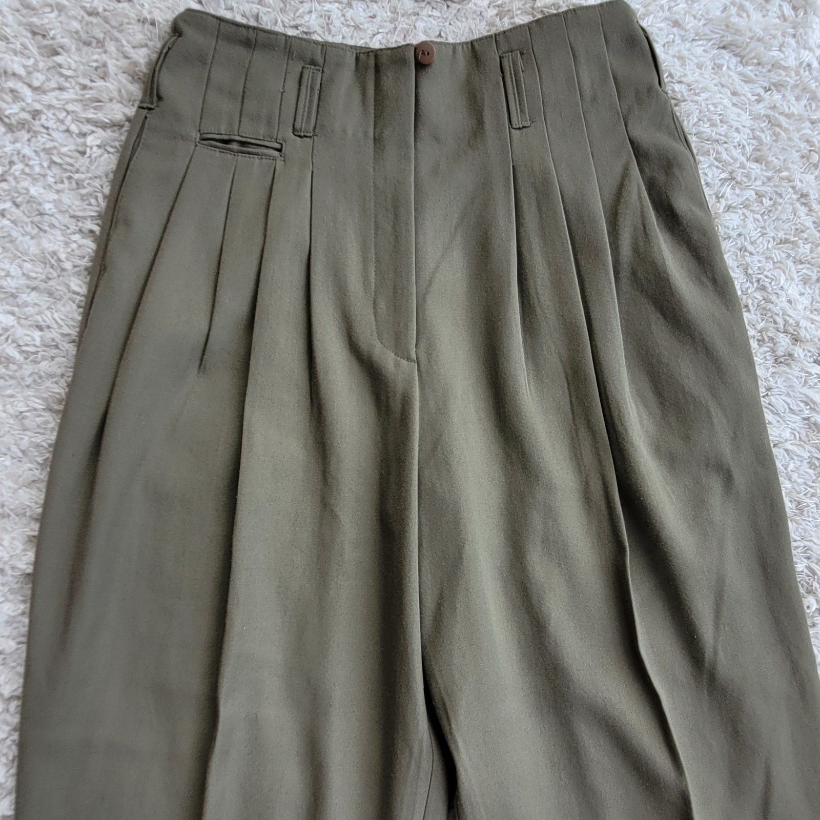 VTG Together Spiegel Olive Green Cuffed Pleated High Waist Pants 90s Wmn’s 27×30