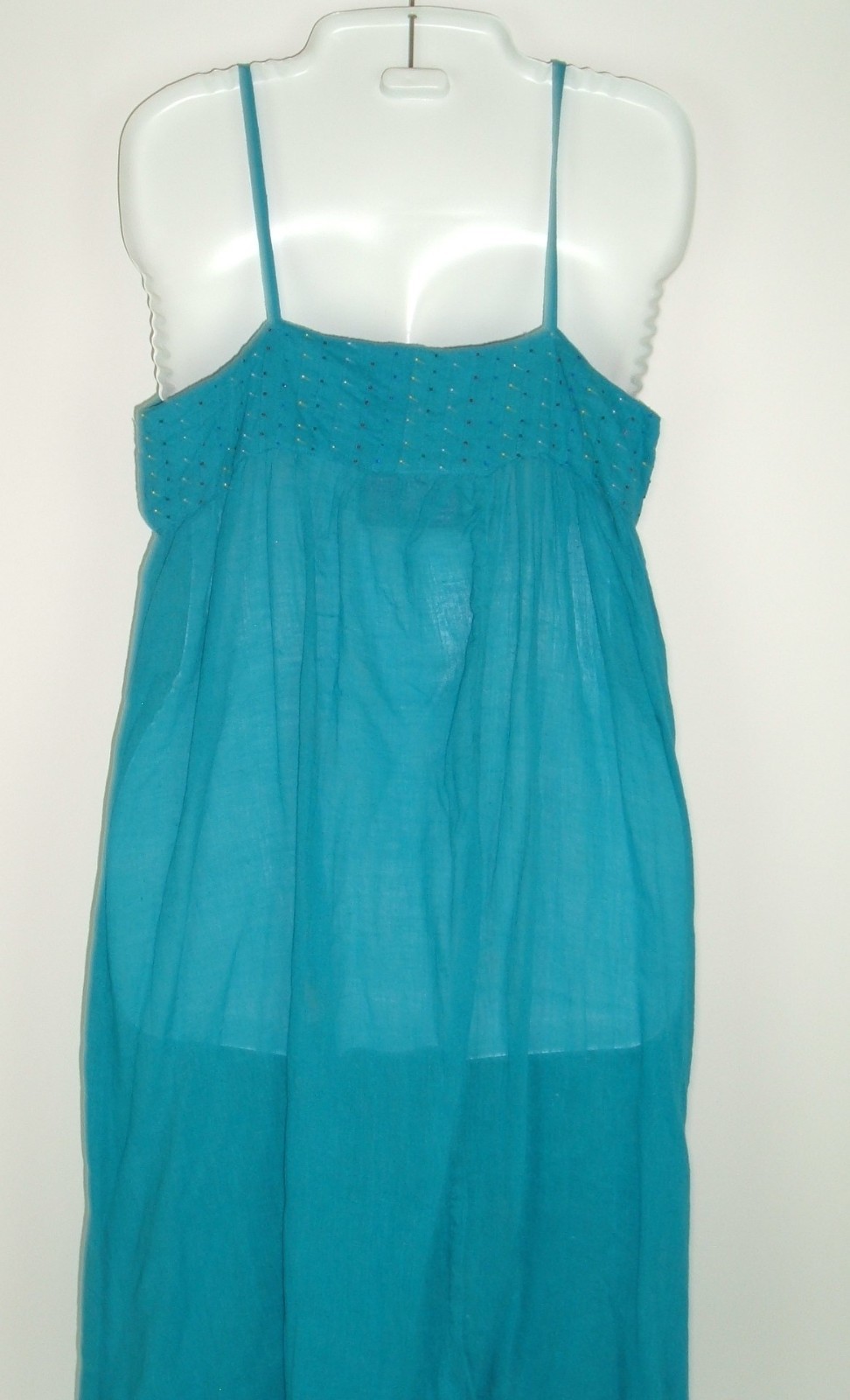 Vintage 70s Dress S Kumar Beaded India Boho Hippie Cotton Blue Small NeW NOS
