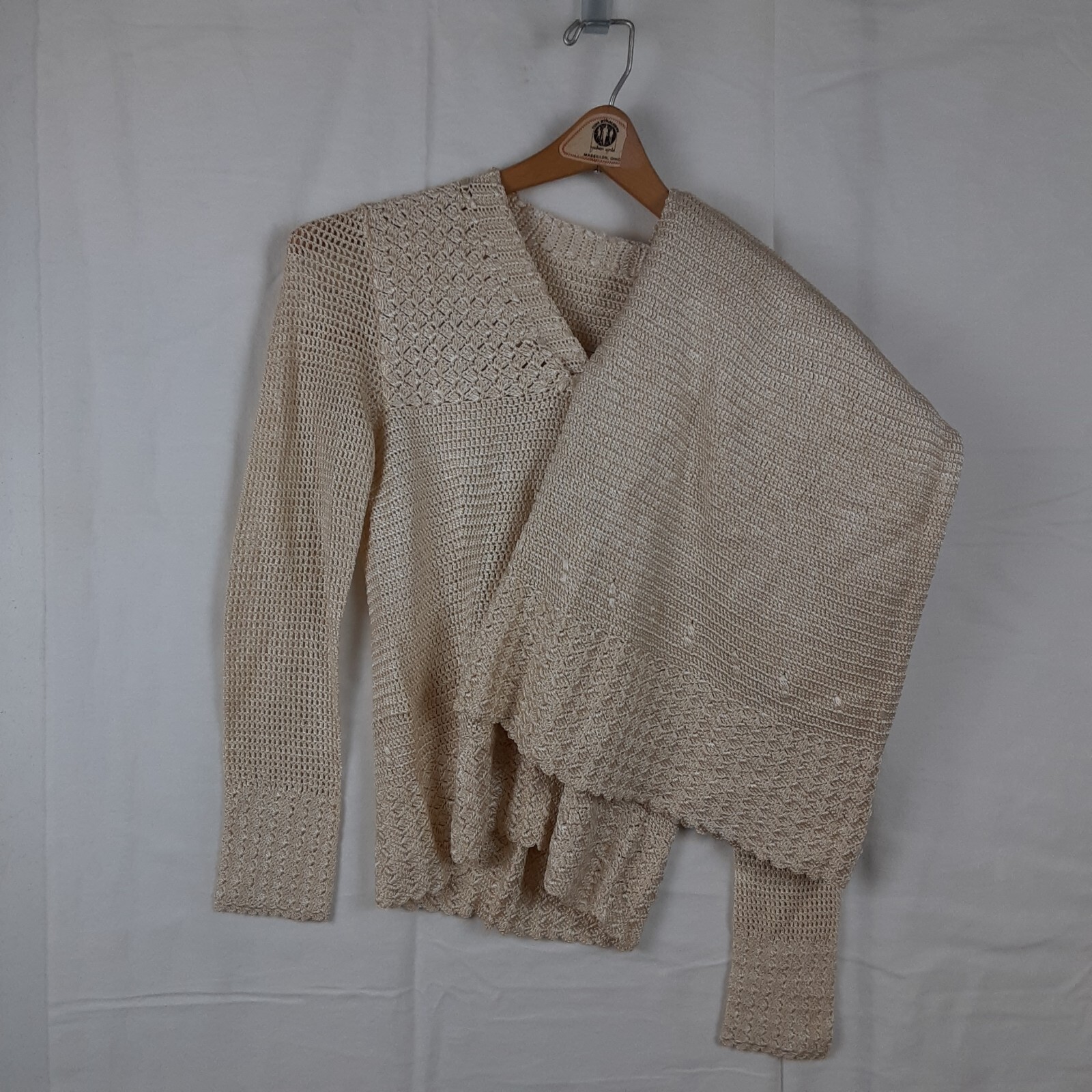 Vintage Sweater Skirt & Top Matching Set Beige Womens Unmarked Size/Brand READ