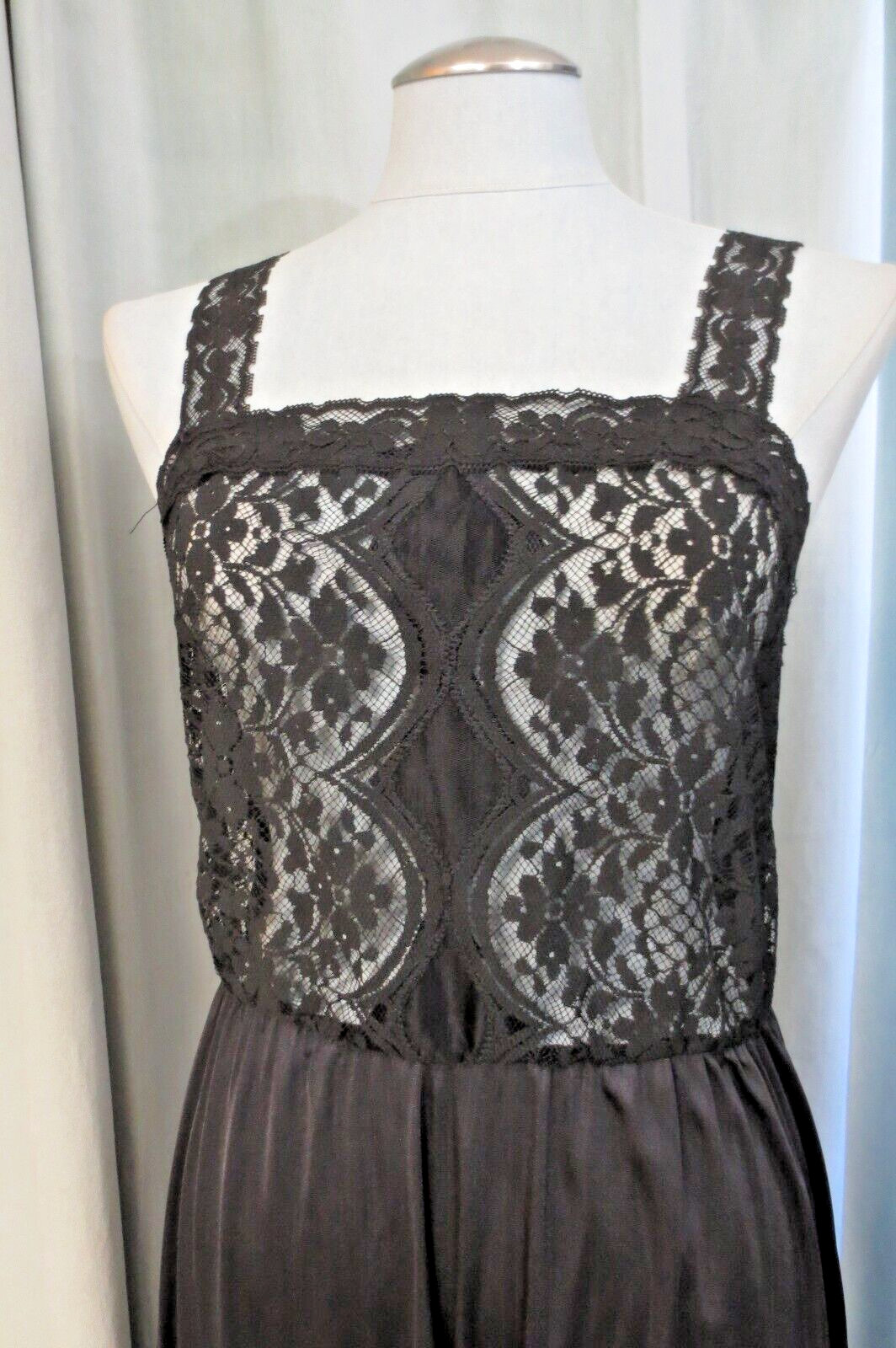 Vtg Jenelle Of California 2 Pc Sexy Black Peignoir Nightgown & Robe Small