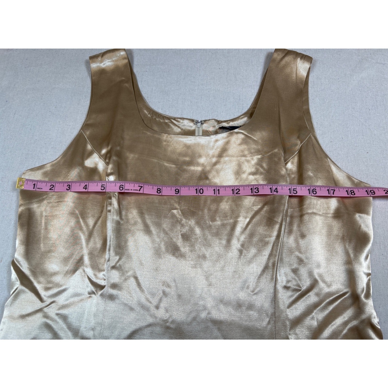 Hampton Nites Vintage Champagne Gold Satin Sheath Dress Womens 14 Formal USA