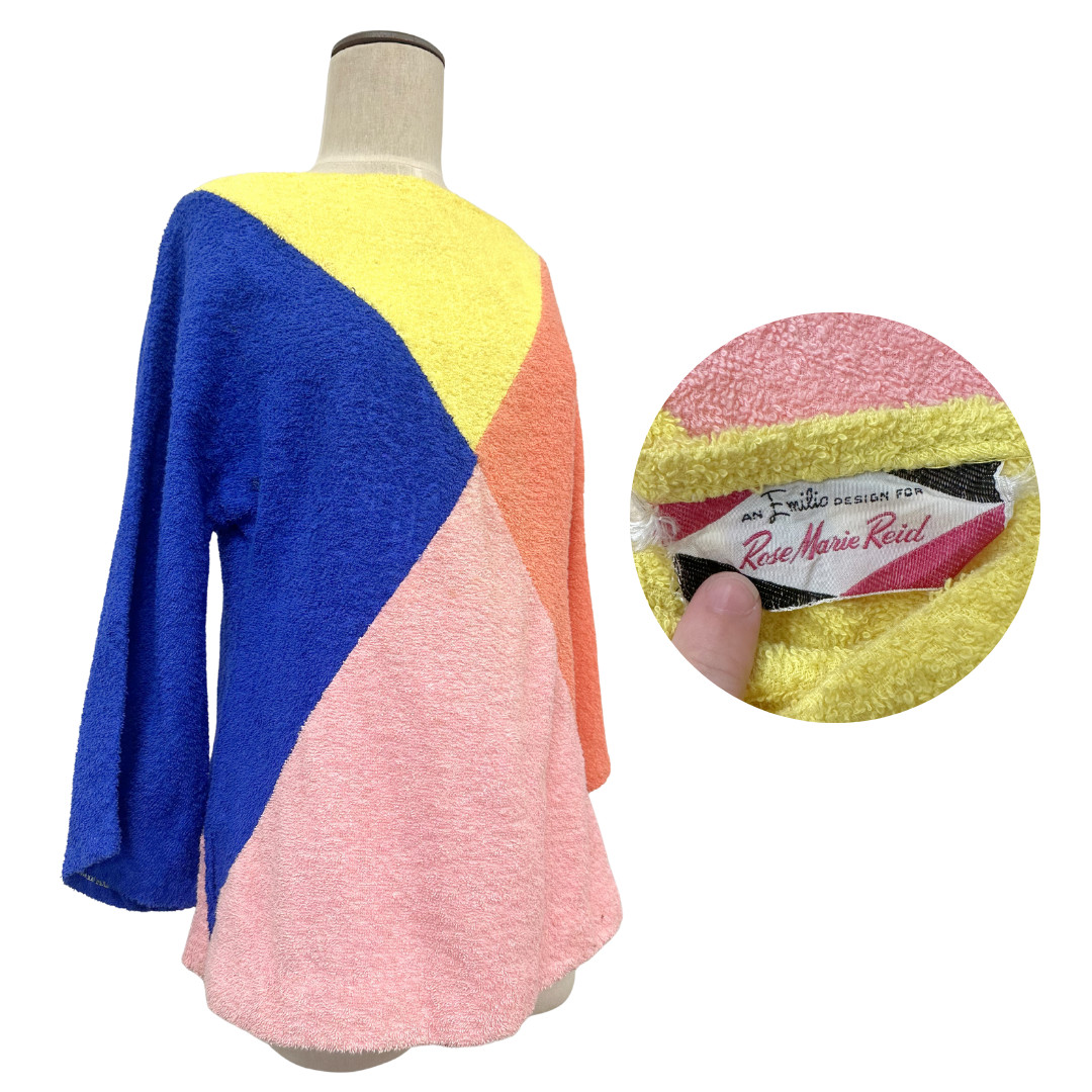 Vintage 1950s Emilio Pucci for Rose Marie Reid Terry Cloth Color Blocked Top