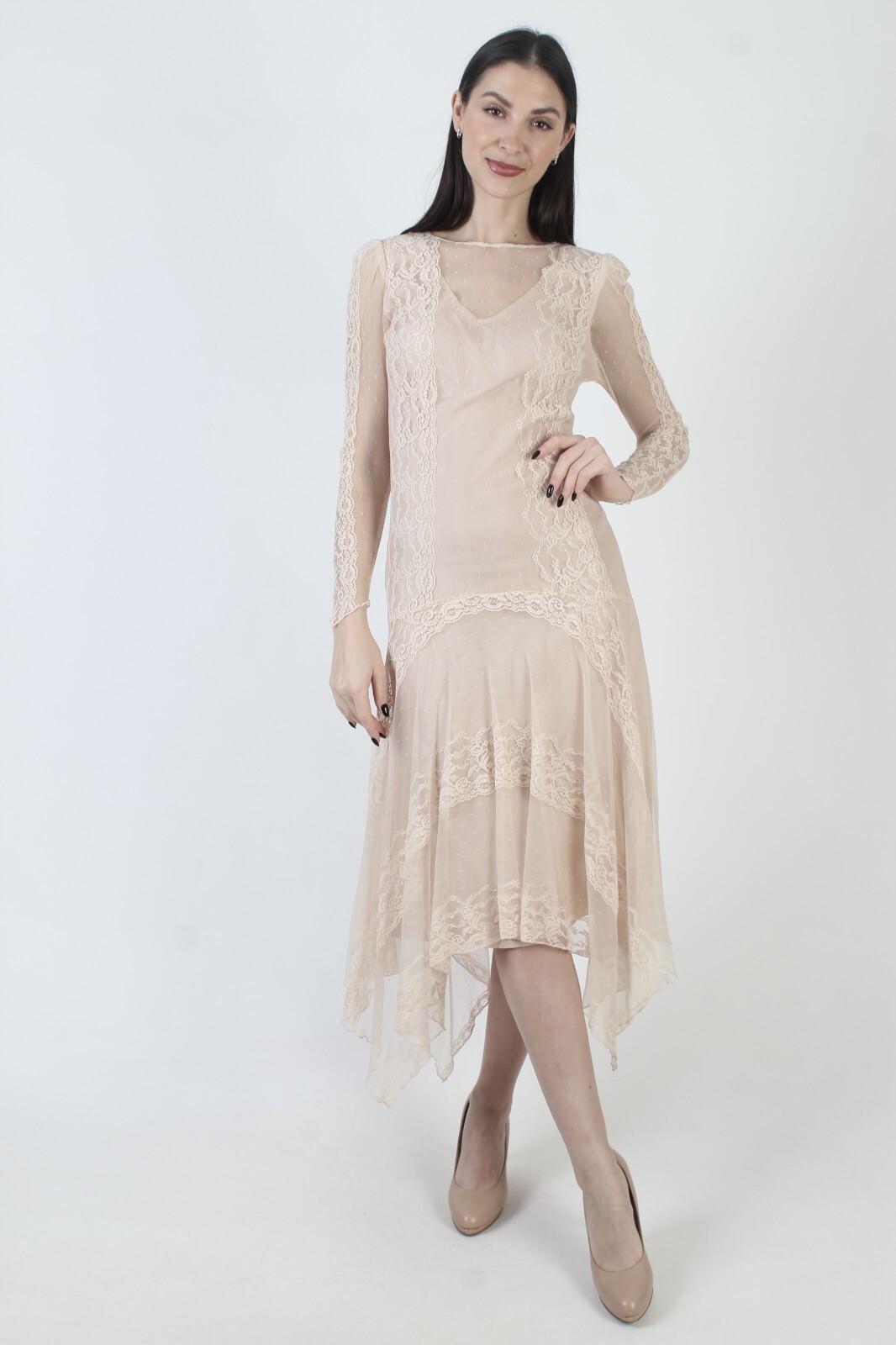 Vintage Susan Lanes Country Elegance Dress Victorian High Low Asymmetrical Gown