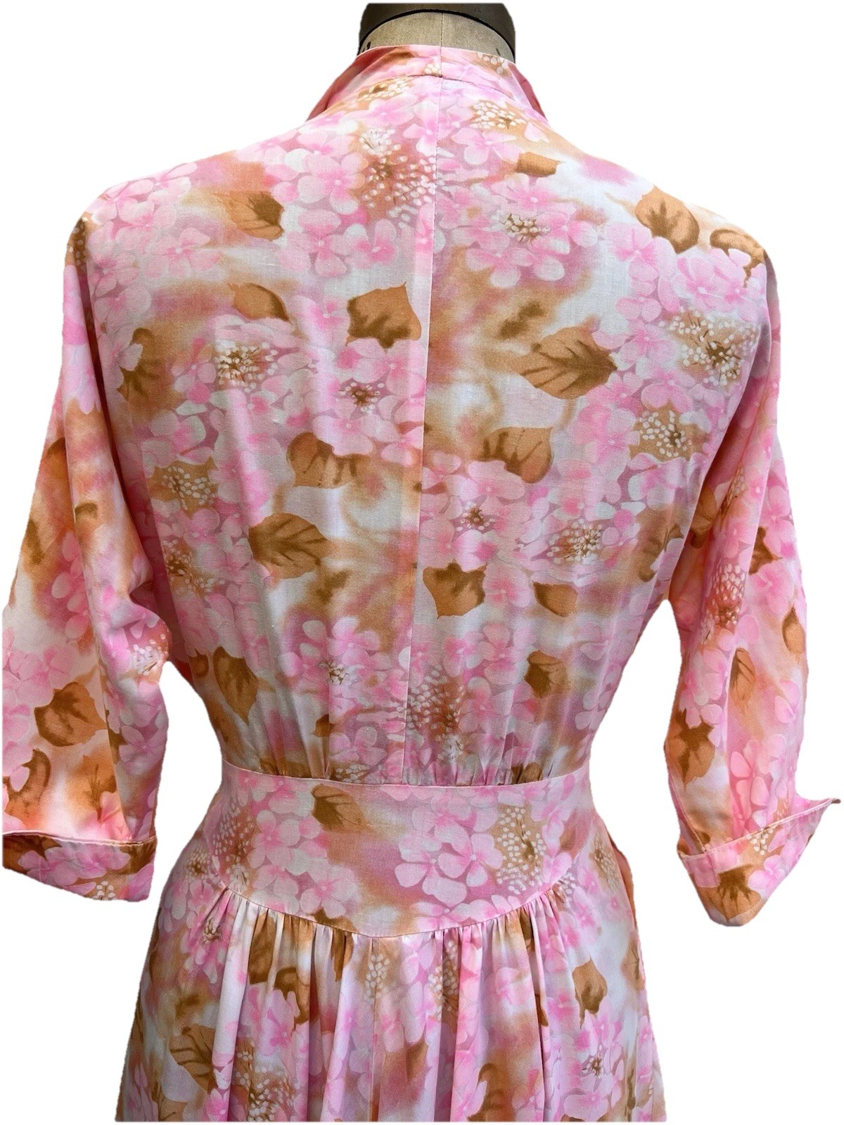 50s 60s Glamour Hostess Gown Floral Cotton Dogwood Print Fredericks of Hollywood