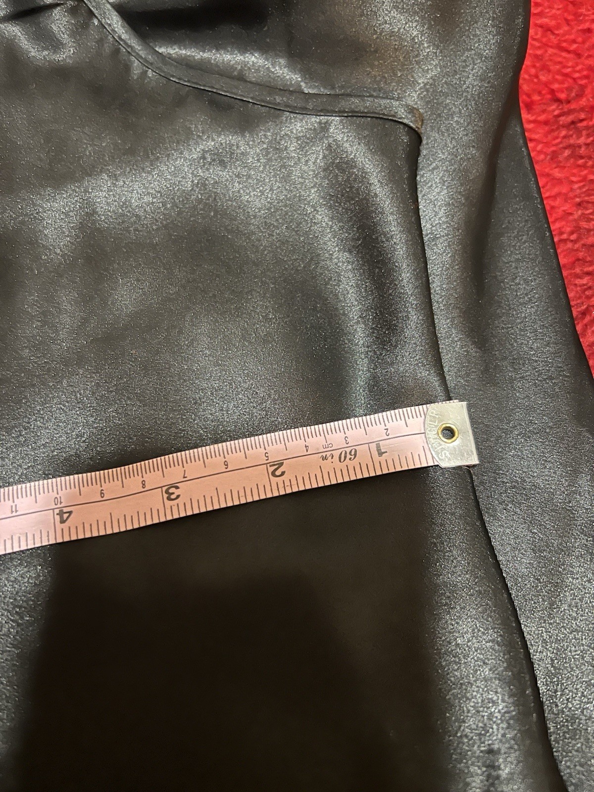 Vtg Gilligan & OMalley Gold Label Gloss Satin Faux Fur Trim Slip Dress Y2K Black