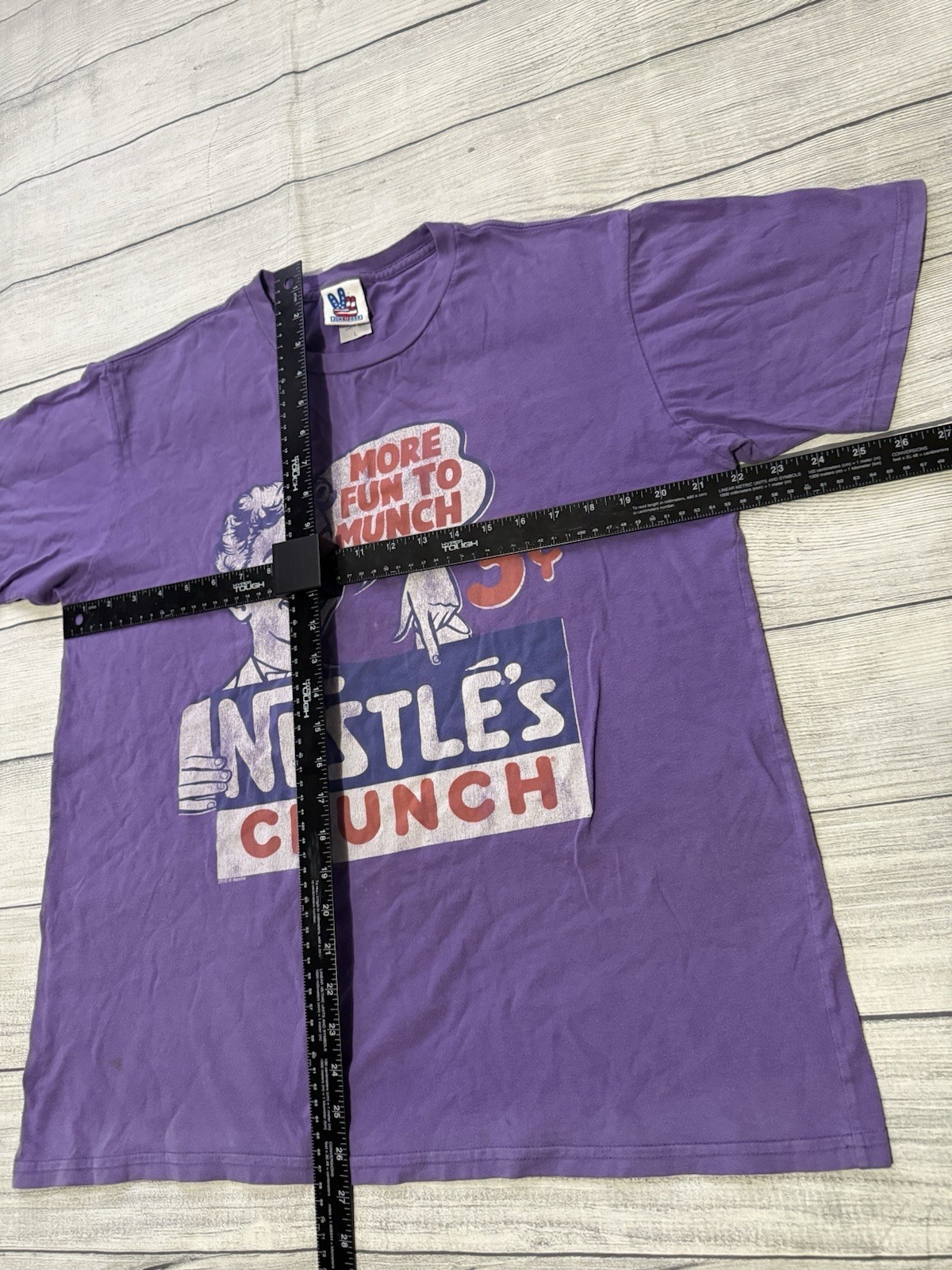 Junk Food Nestle Crunch Graphic T Shirt Size Large Purple Retro Kidcore 2010 HTF