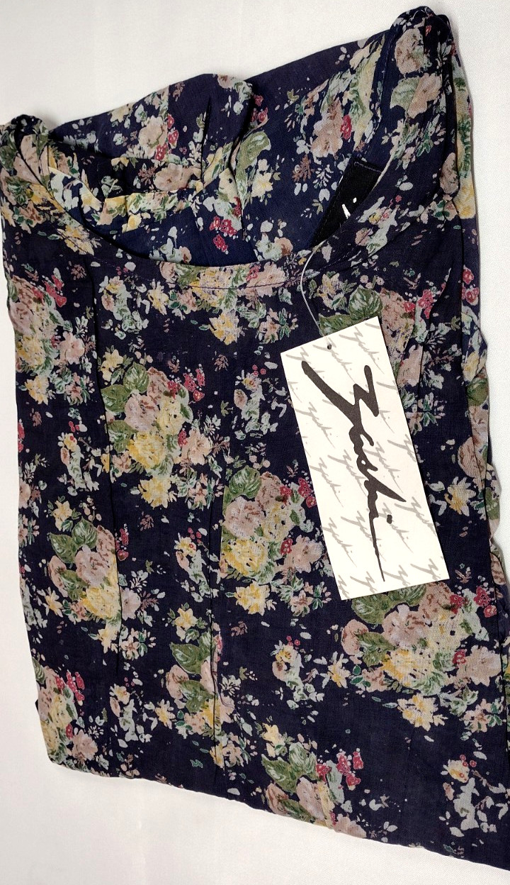 1990s Sundress Dress Midi Open Back Blue Floral Sheer Cotton – 1930s Influence