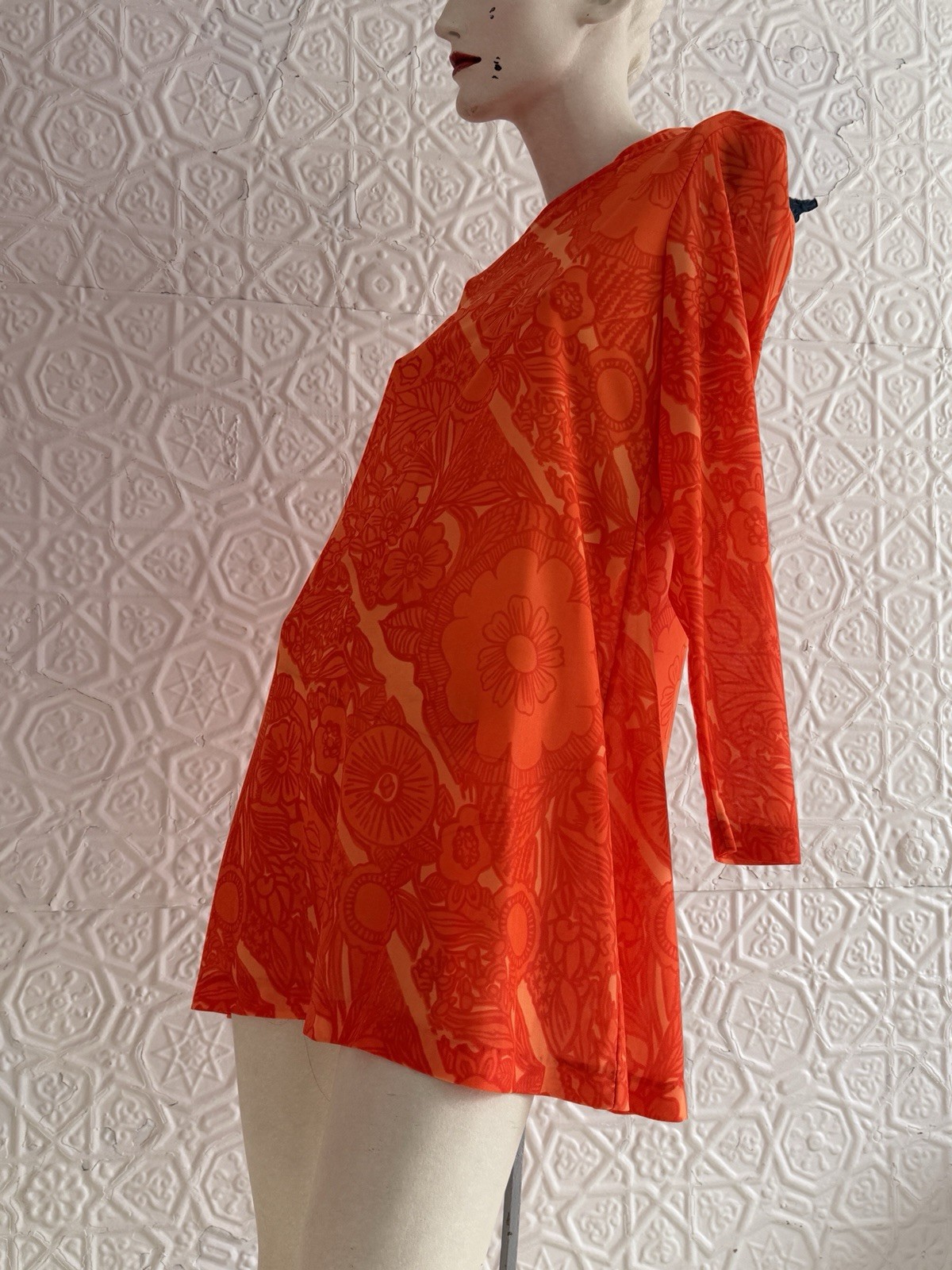 Vintage Swim dress Brigance Water Clothes Orange Pyschedelic Floral 1960s Neon