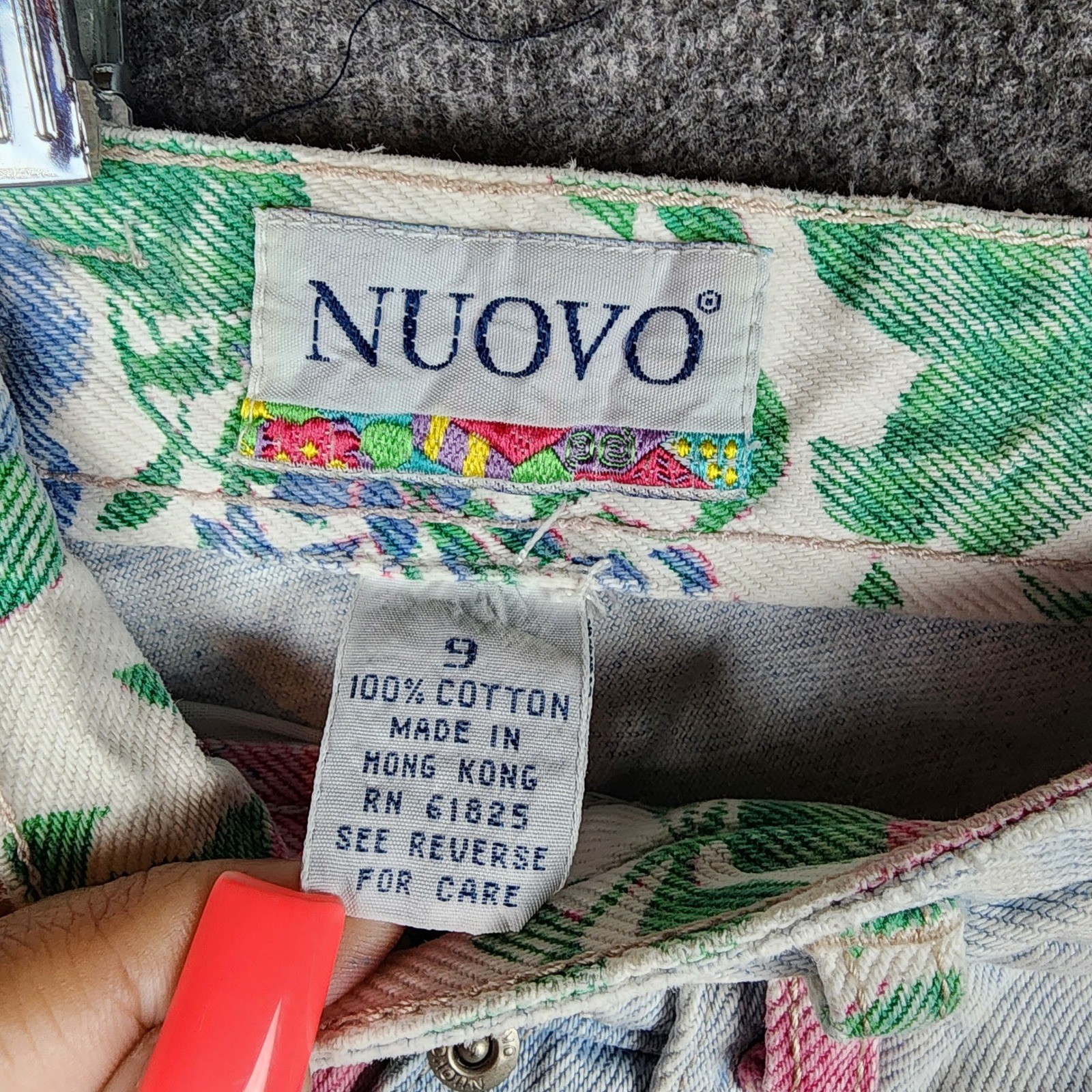 Nuovo Denim Shorts Women 9 Light Blue Acid Wash Floral High Rise Vintage 90s