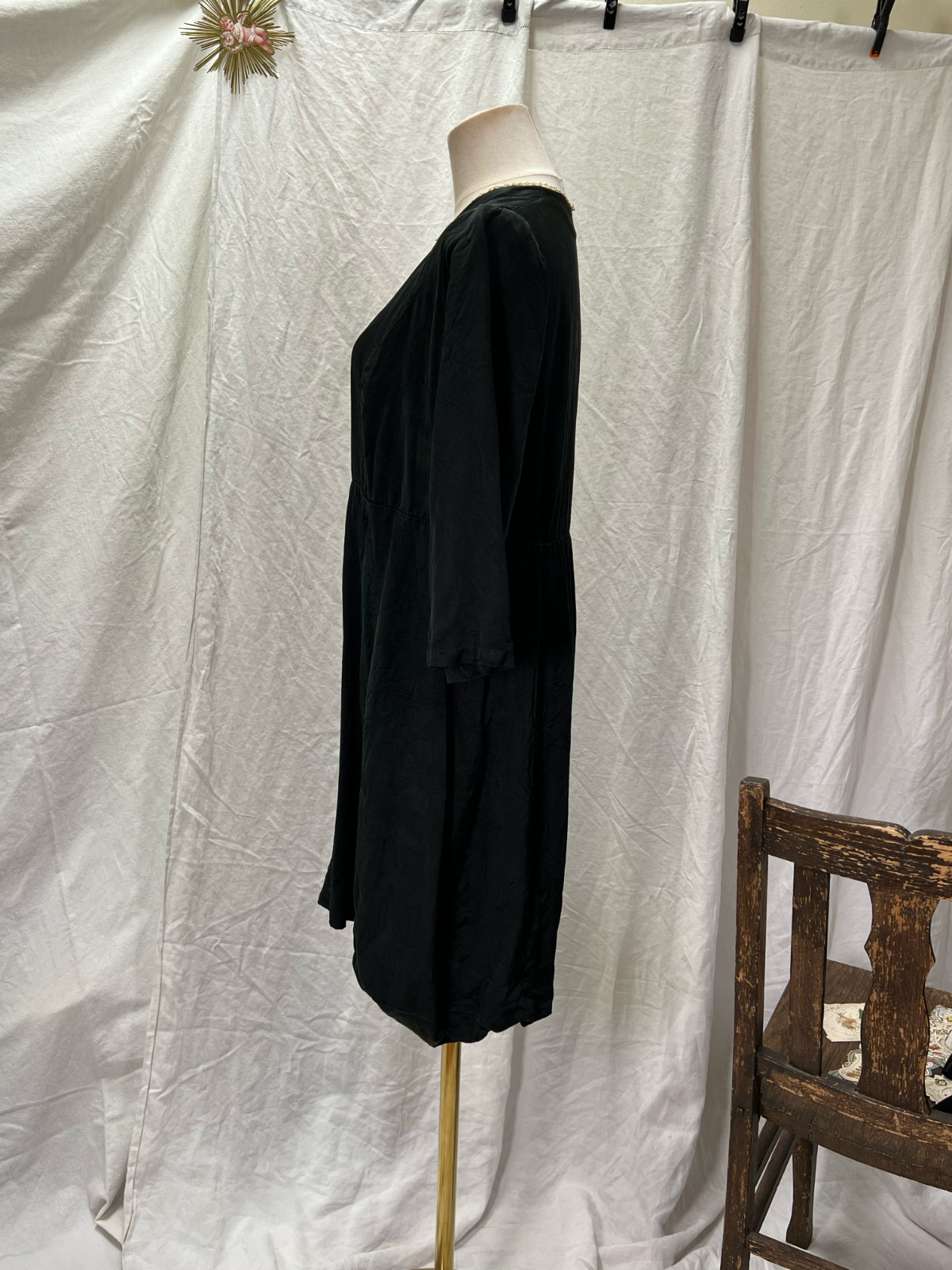Classic French 1940s Dress – Little Black Dress Satin Elegance
