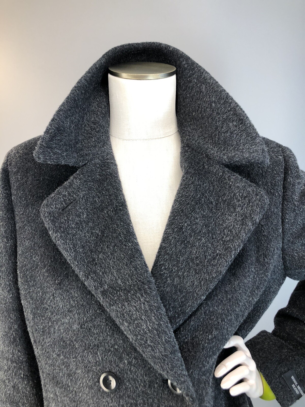 Vintage 90s Coat Wool Mohair Salt Pepper Heather Long Opera Anne Klein 14 L nwot