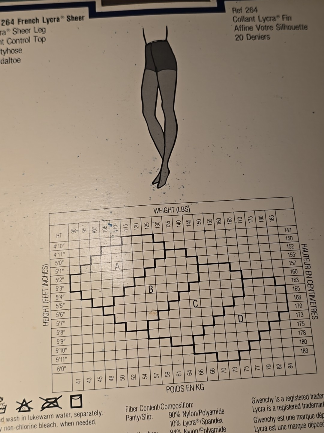 Givenchy French Ultra Sheer Leg PantyhoseTAUPE Size C Light Control Top 264