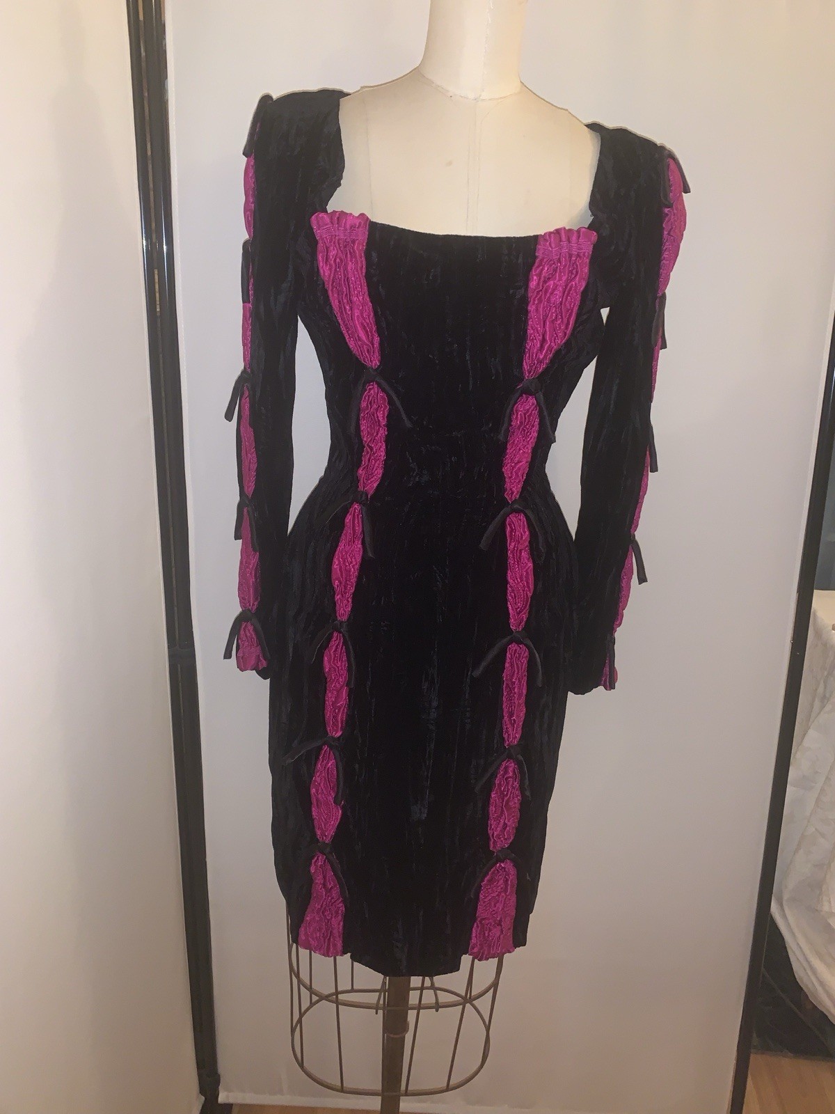 VINTAGE 1990’S CRUSHED VELVET CUSTOM MADE DRESS FOR T.V. FILM GLAM GOTH SZ 2