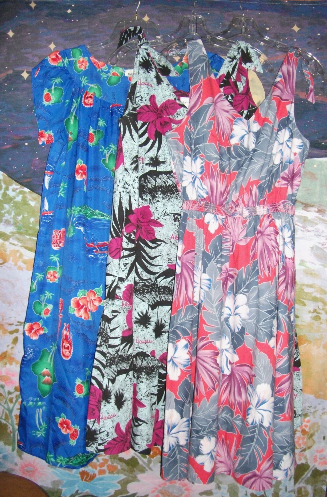 Vintage Hawaiian Dress Lot Hilo Hattie Made in Hawaii 80s Flowers Tiki Islands