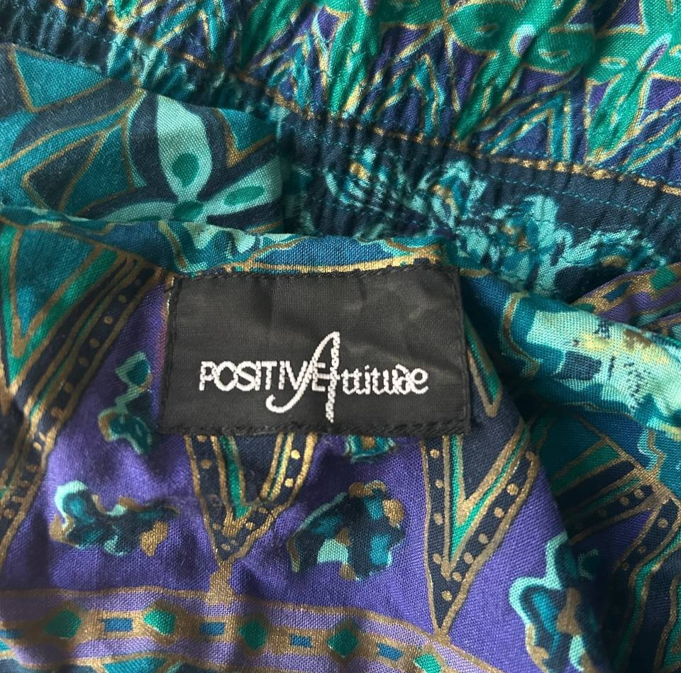 Positive Attitude Womens Dress Sz L Blue Short Sleeve 80s Vintage