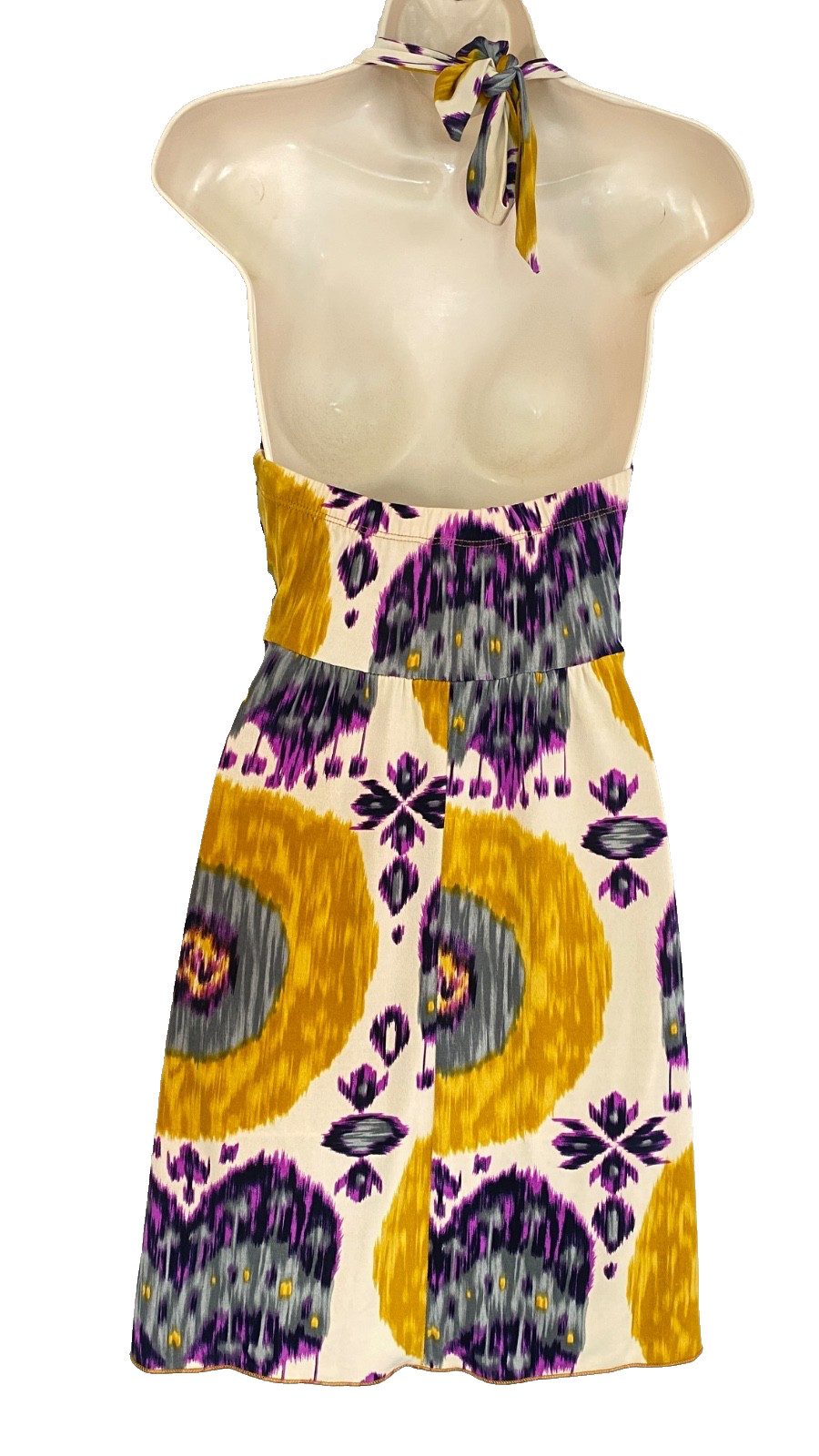 Vintage Y2K 2000s RUBY ROX halter dress S yellow purple short sleeveless stretch