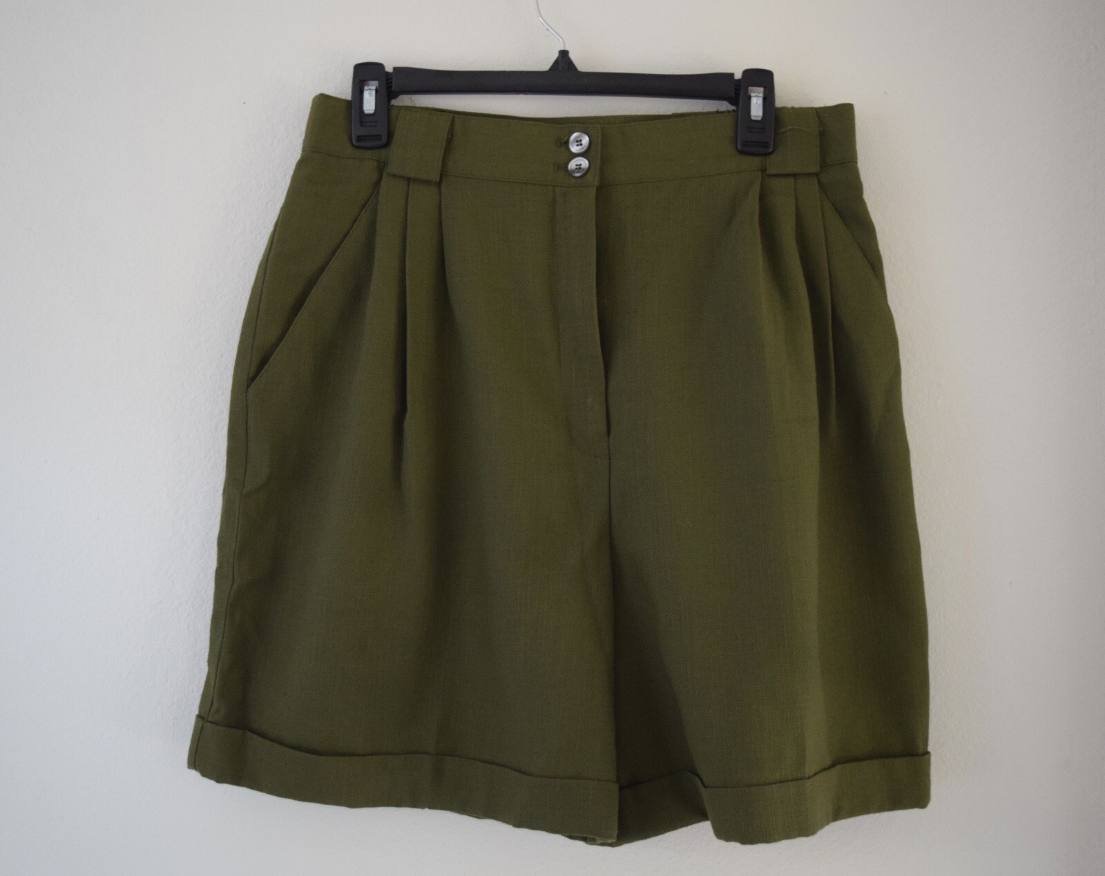 Vintage Counterparts Loose Fit Olive Green Trouser Shorts Size 14 Union Made