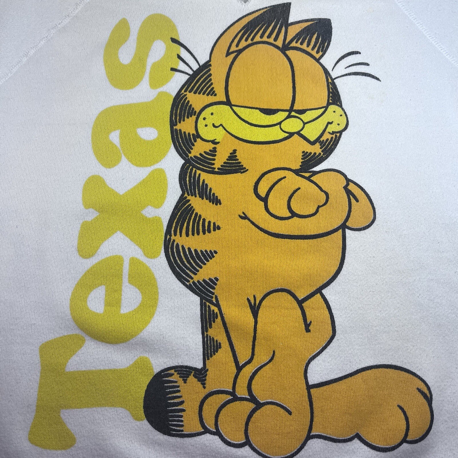 Vintage Garfield Texas Sweater USA One Size White Orange Jim Davis Sweatshirt