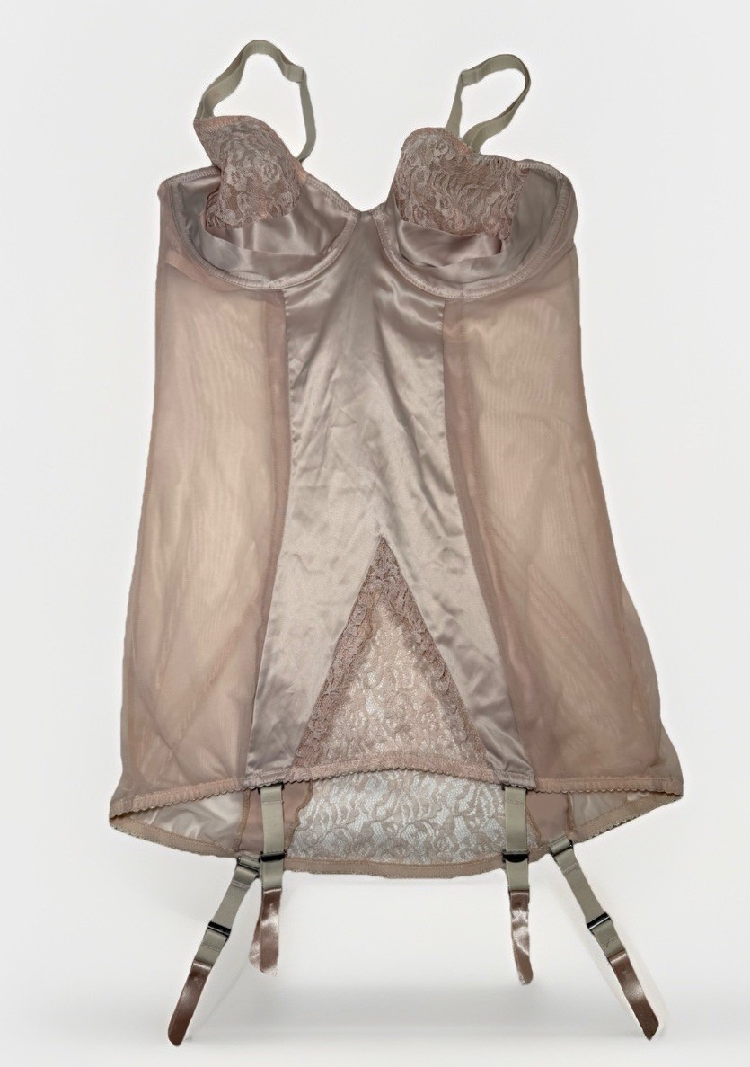 NWT Vintage 2008 Victoria’s Secret Satin Garter Slip Merrywidow Lingerie 36C