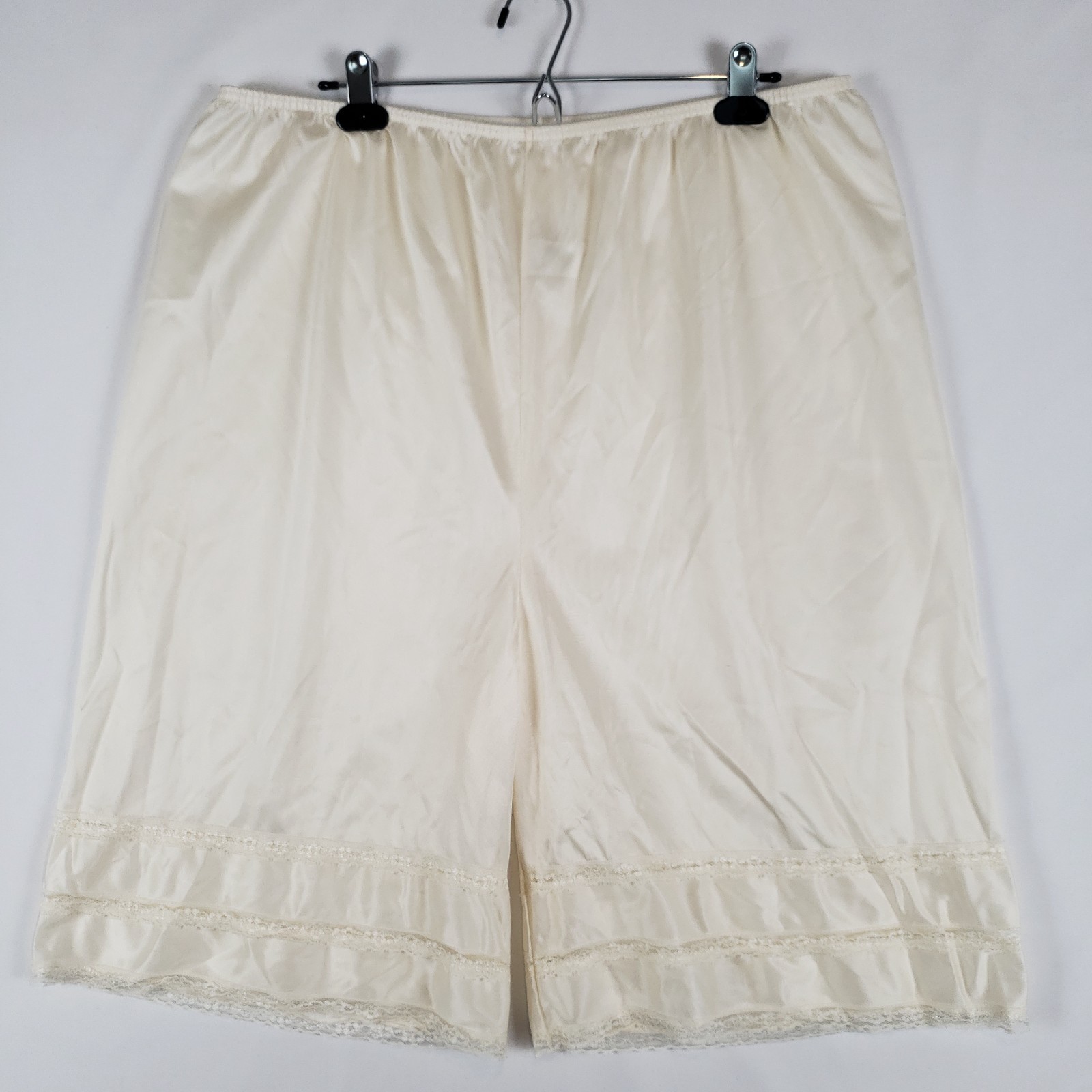 Adonna Pettipants Womens 2X Slip Nylon Bloomers JC Penny Lace Accent Beige