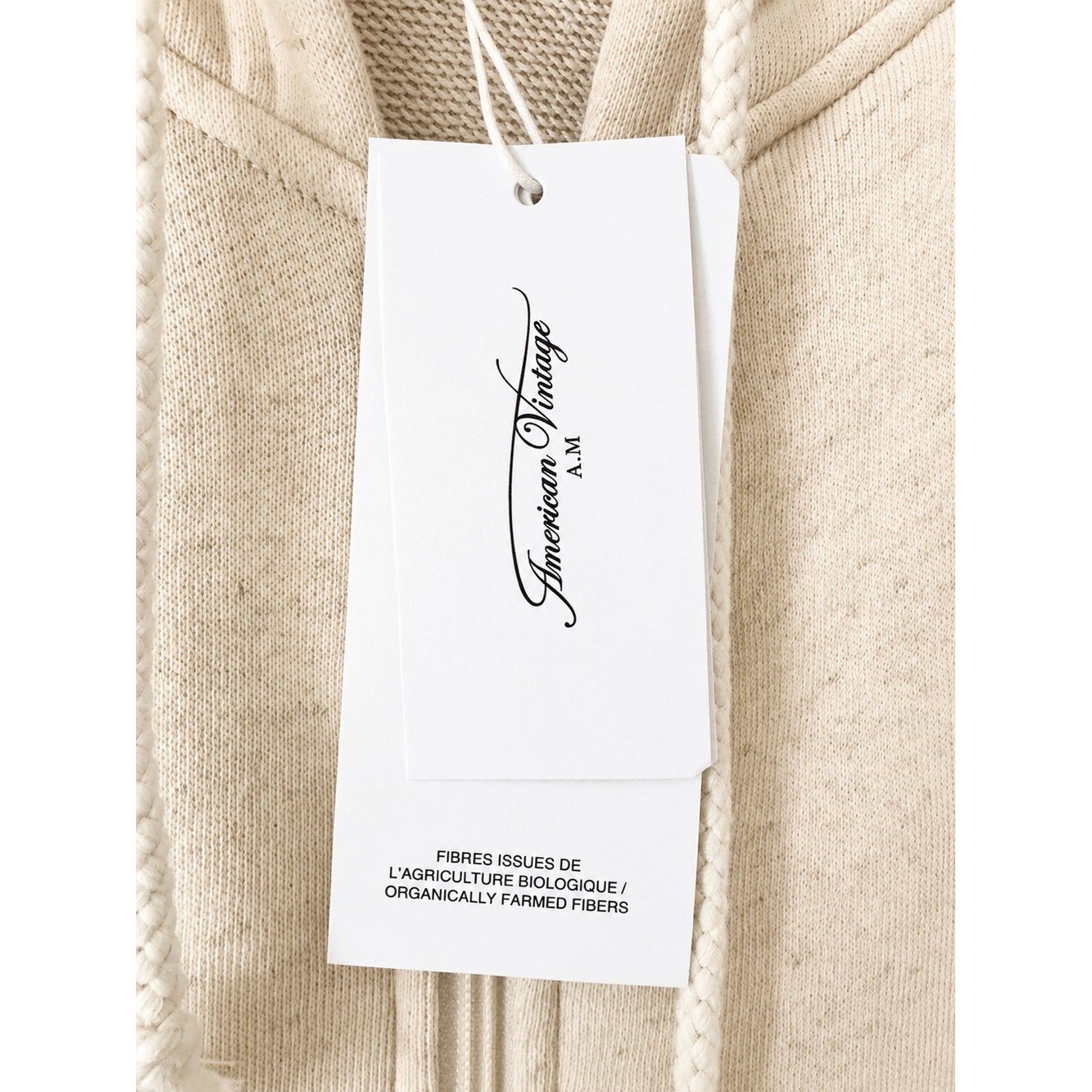 NWT American Vintage Itonay Zip Hoodie Organic Cotton Linen Ecru M/L