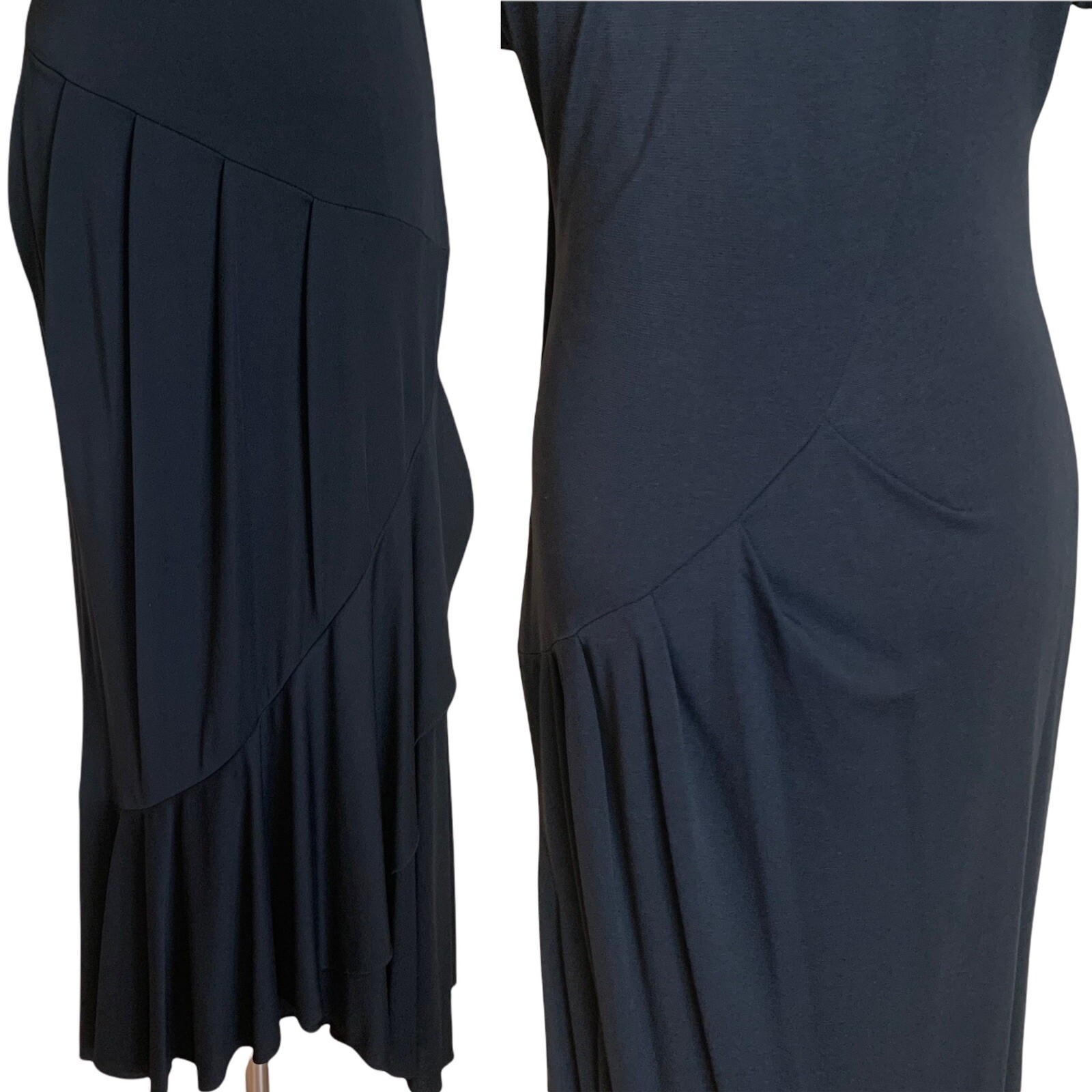 Vintage 80s Casadei Glam Beaded Evening Dress Draped Deco 20s Big Shoulders S