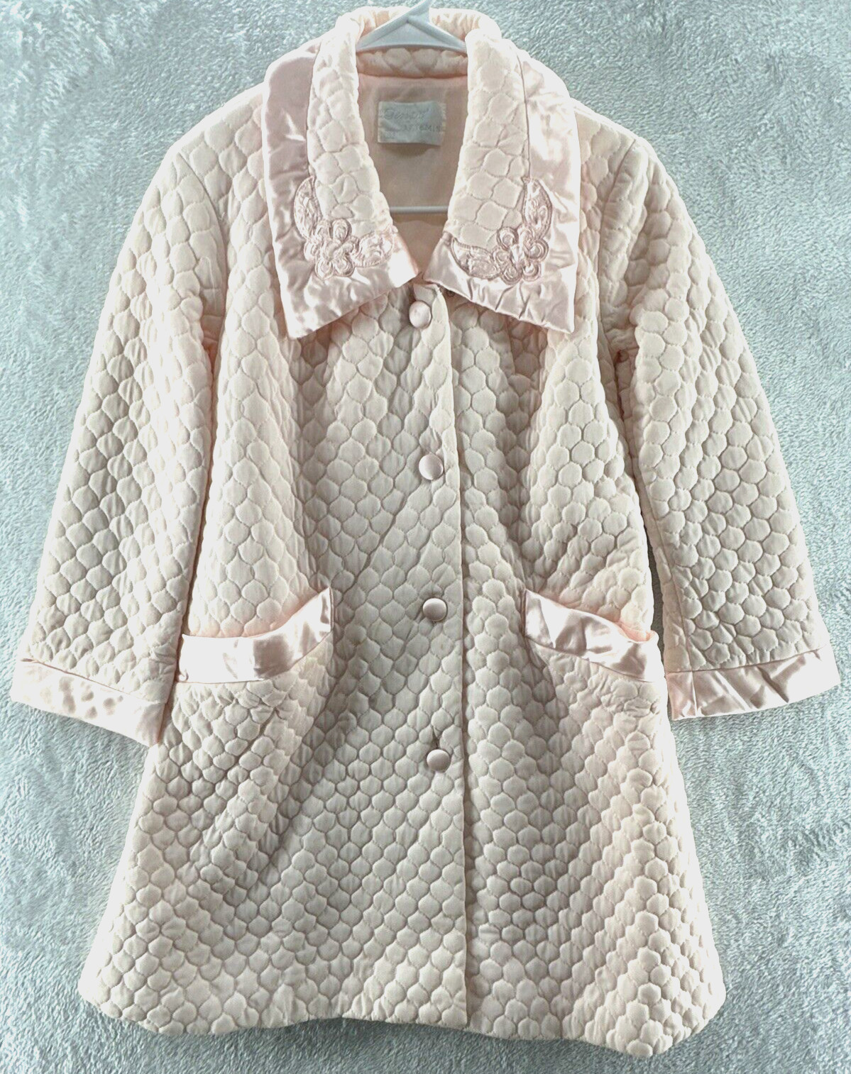 Vintage Gossard Artemis Jacket Housecoat Sz 10 Pink Quilted Button Down Bed Robe